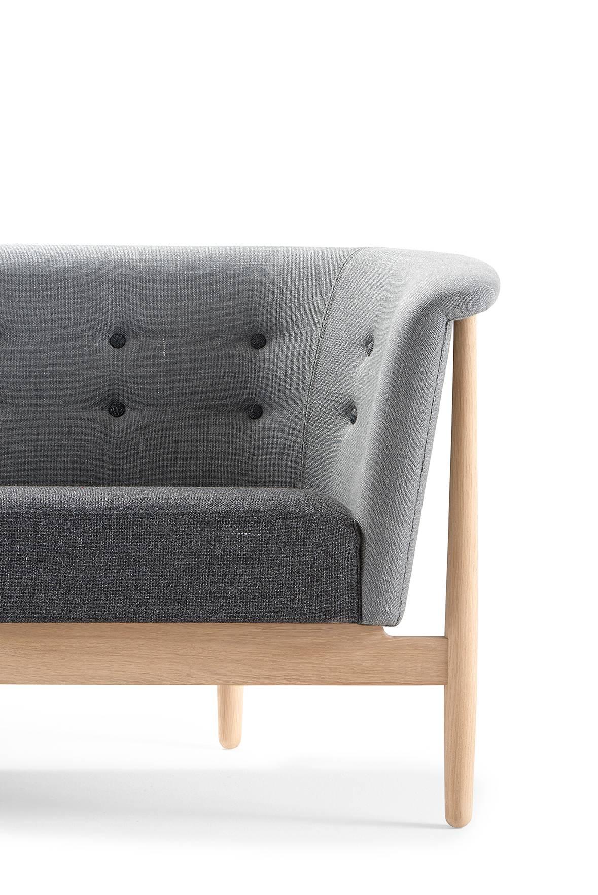 Danish Mid-Century Modern Grey Vita Couch / Sofa in Oak For Sale