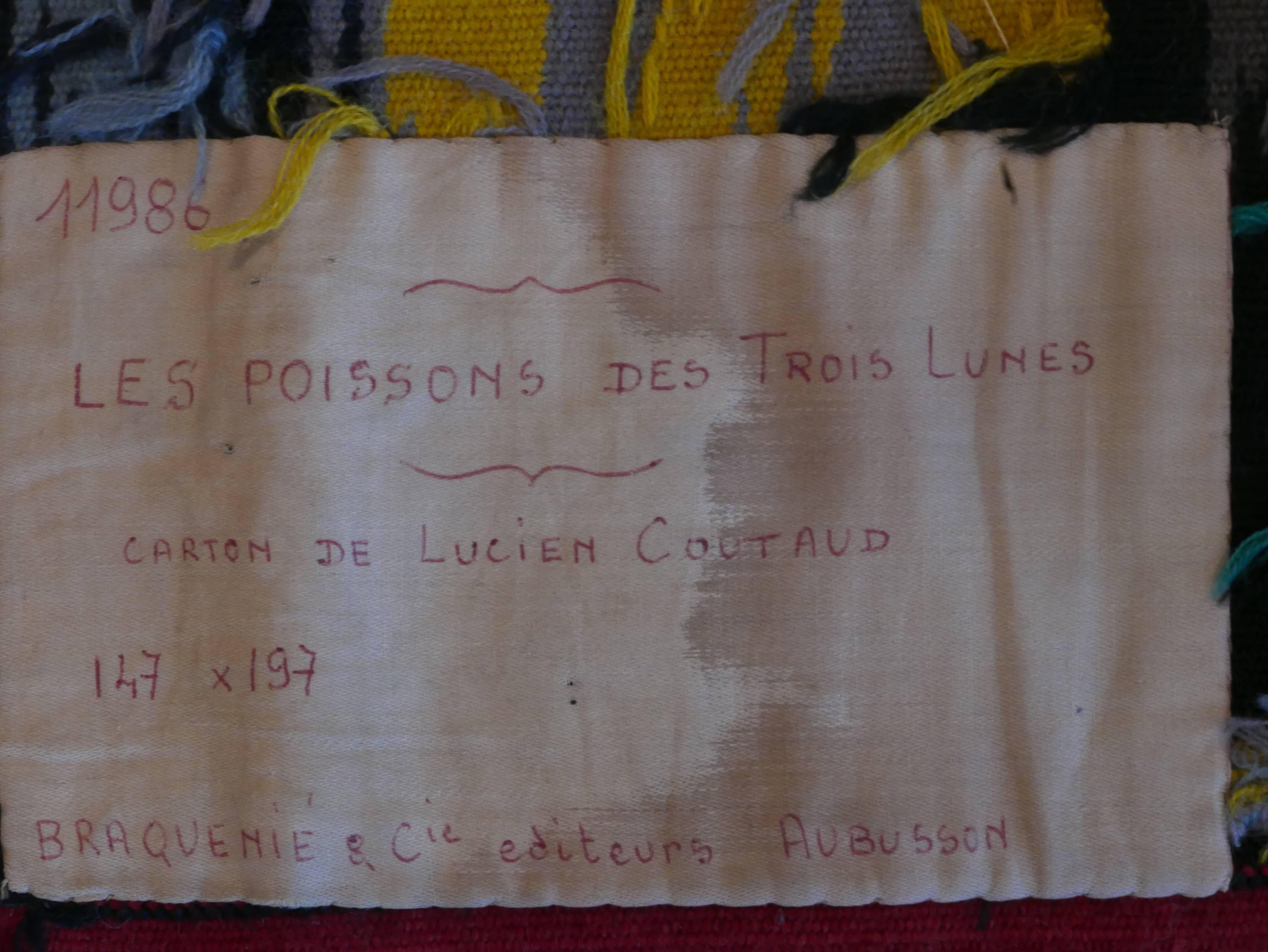 Wool Lucien Coutaud 1950s Original Aubusson Tapestry