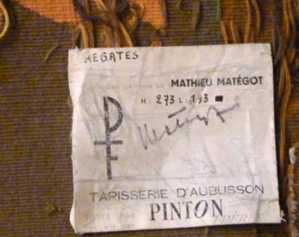 Modern Aubusson Tapestry by Mathieu Matégot -1962  In Excellent Condition For Sale In Paris, FR
