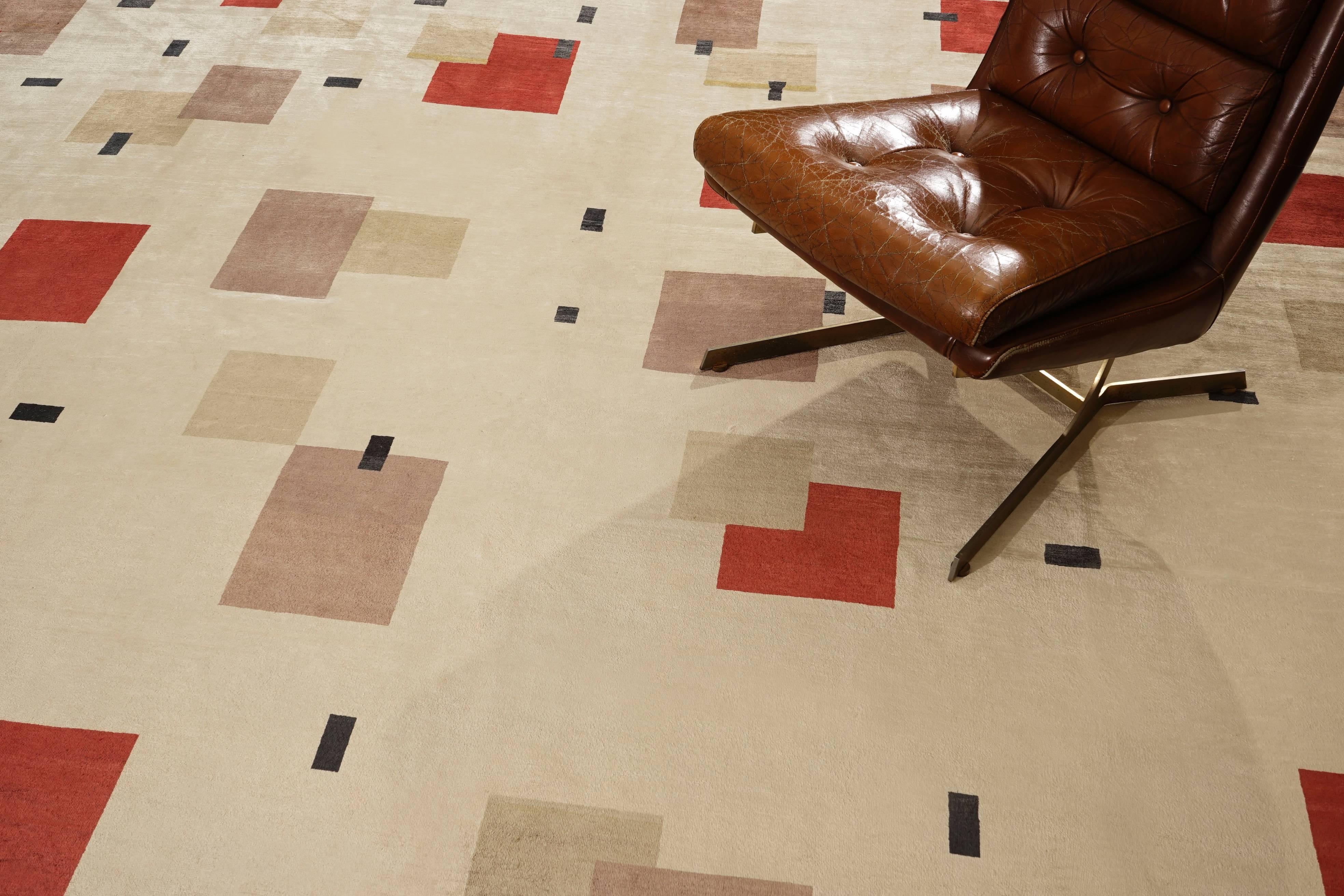 French Natural Silk Contemporary Rug by Didier Marien For Sale