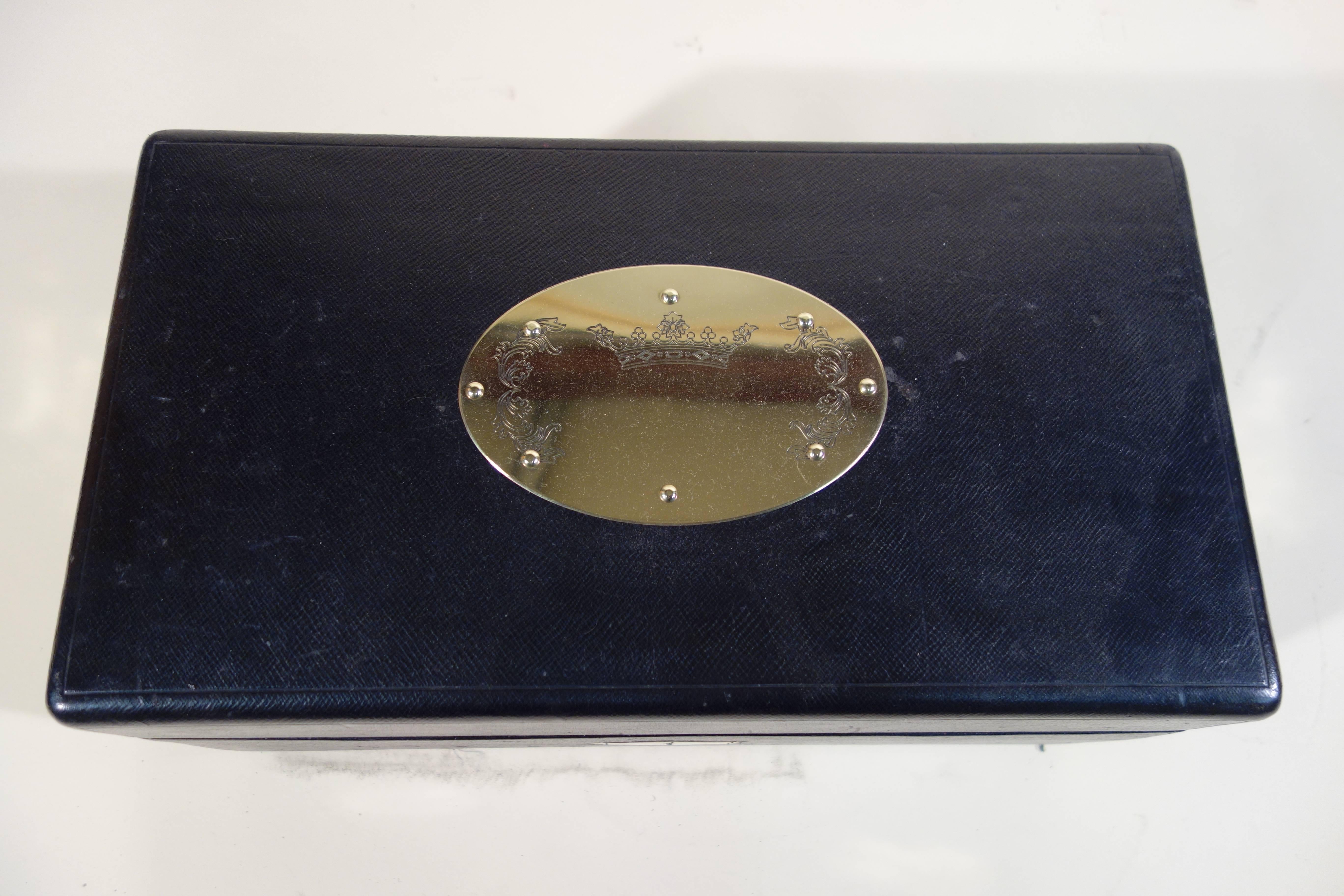Brass 1900s Moynat Travel Box with his Key For Sale