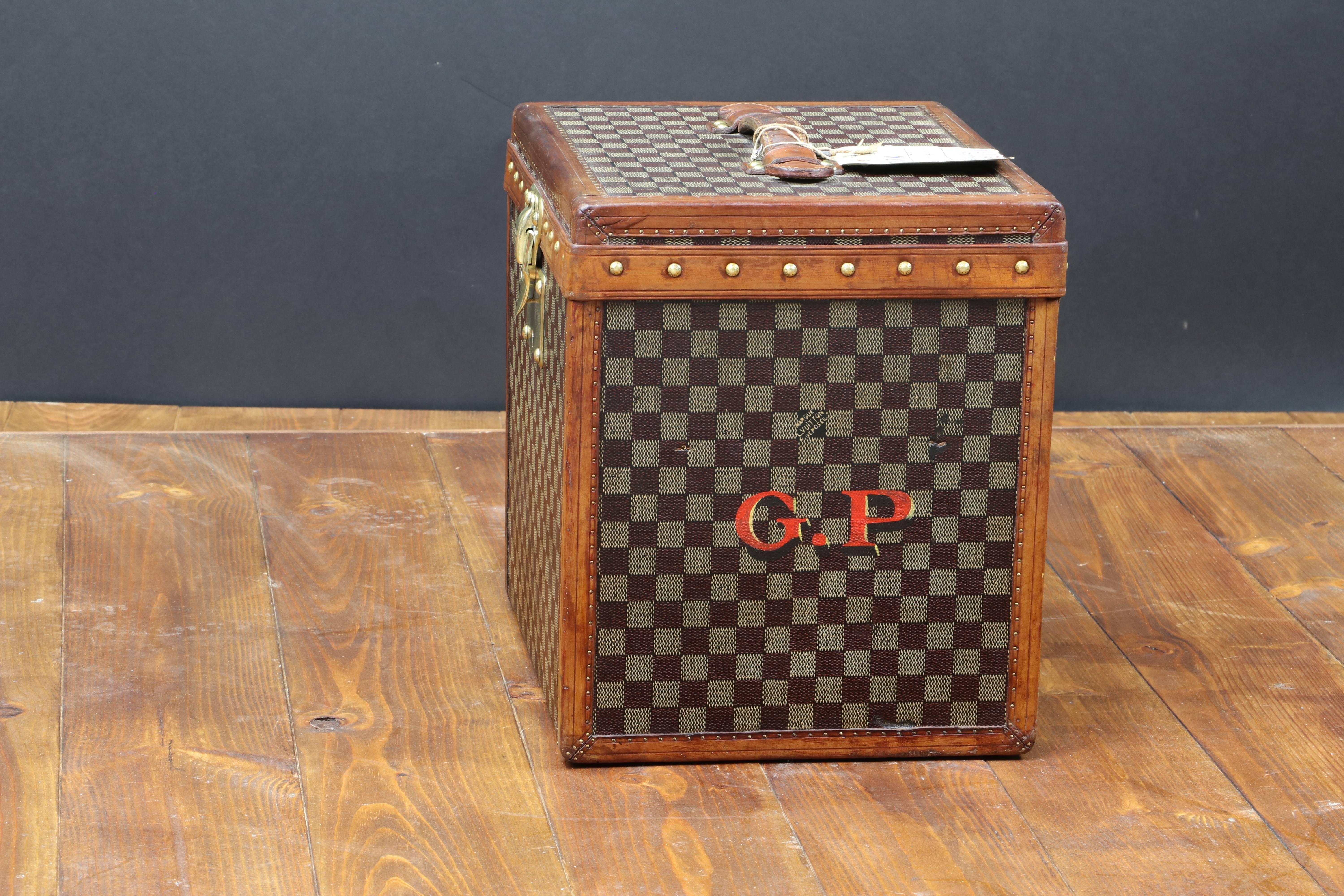 Early 20th Century 1900s Louis Vuitton Damier Canvas Hat Trunk