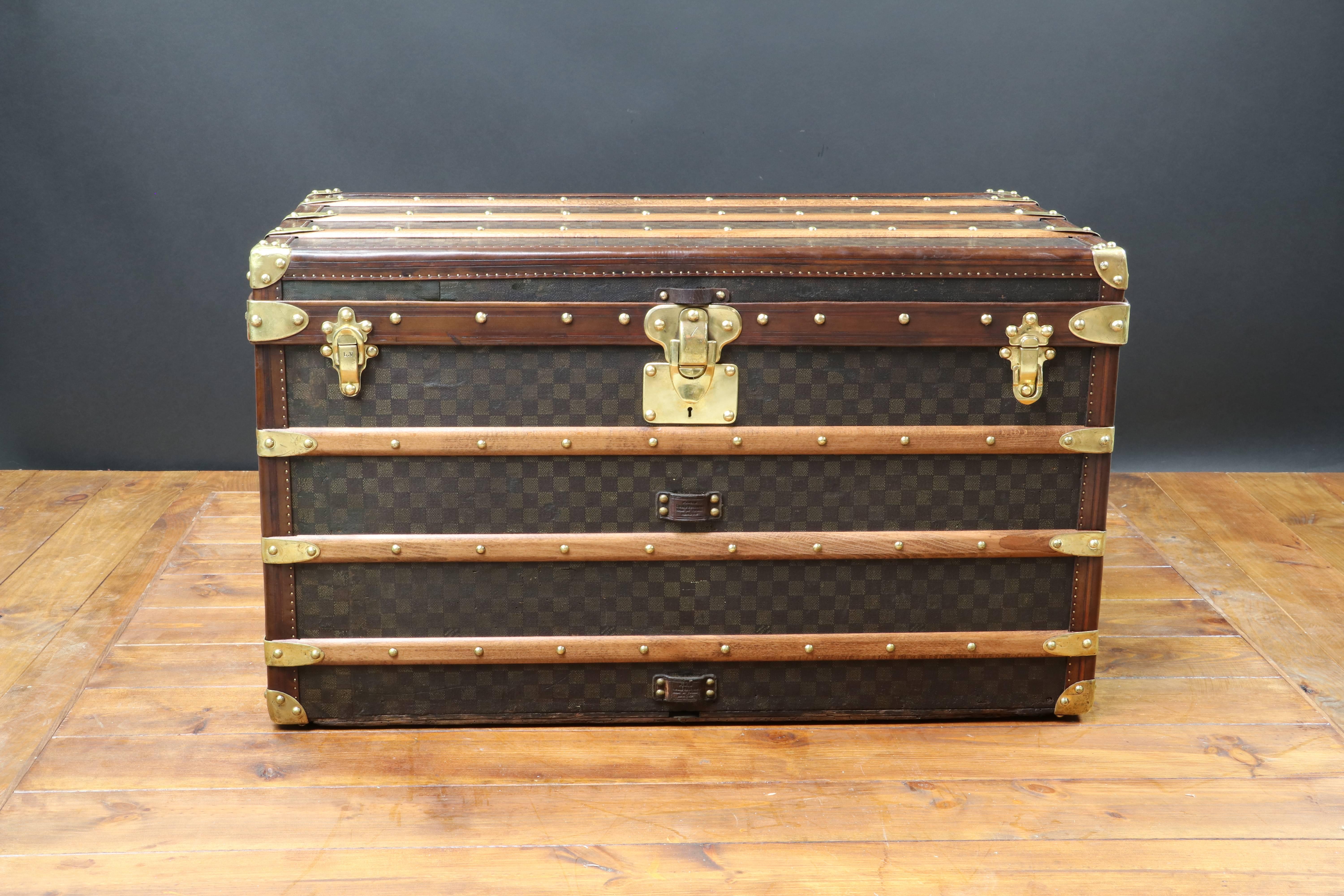 1900s Louis Vuitton Damier Canvas Steamer Trunk/ Malle Courrier 1