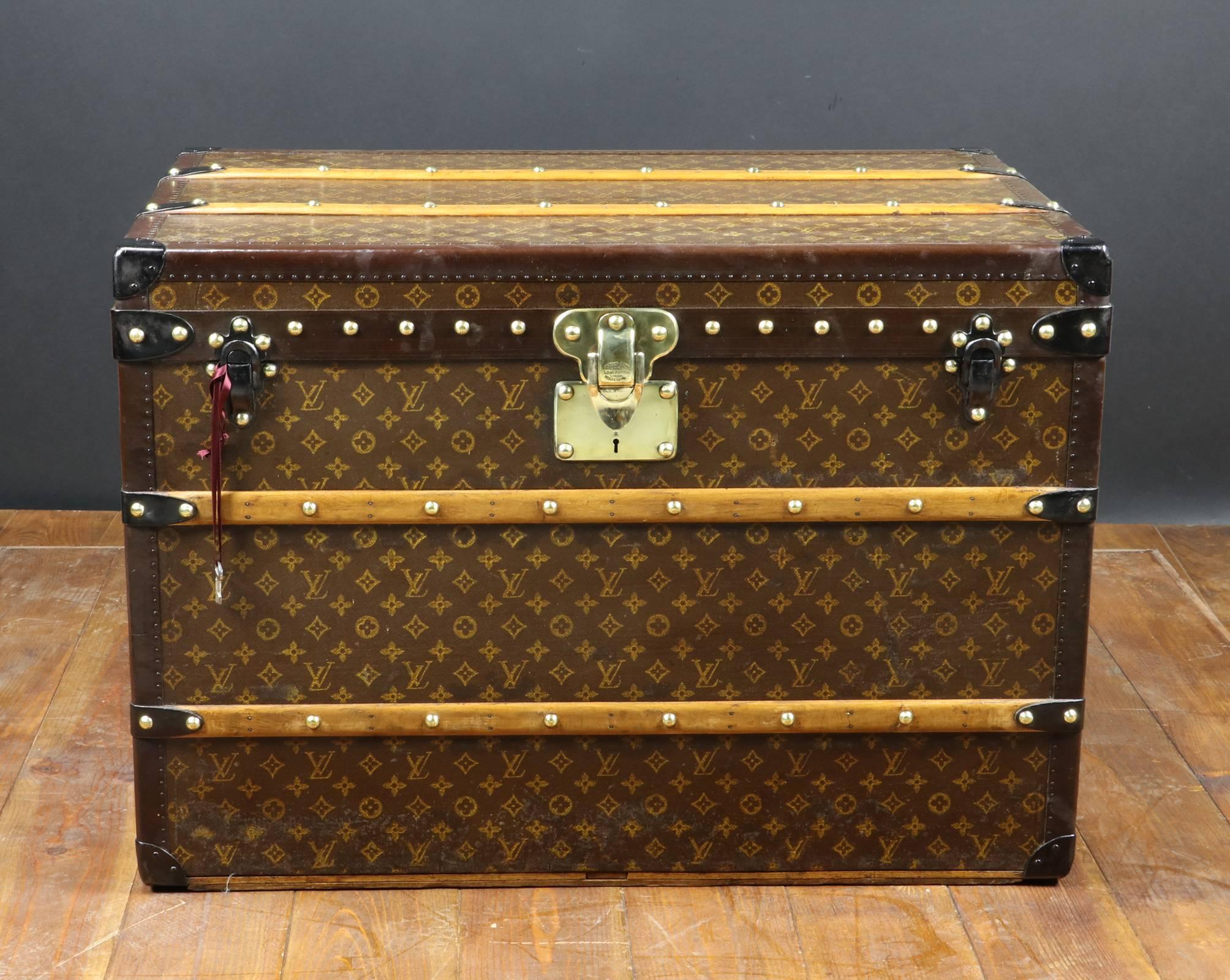 French 1930s Louis Vuitton Stencil Monogram Steamer Trunk