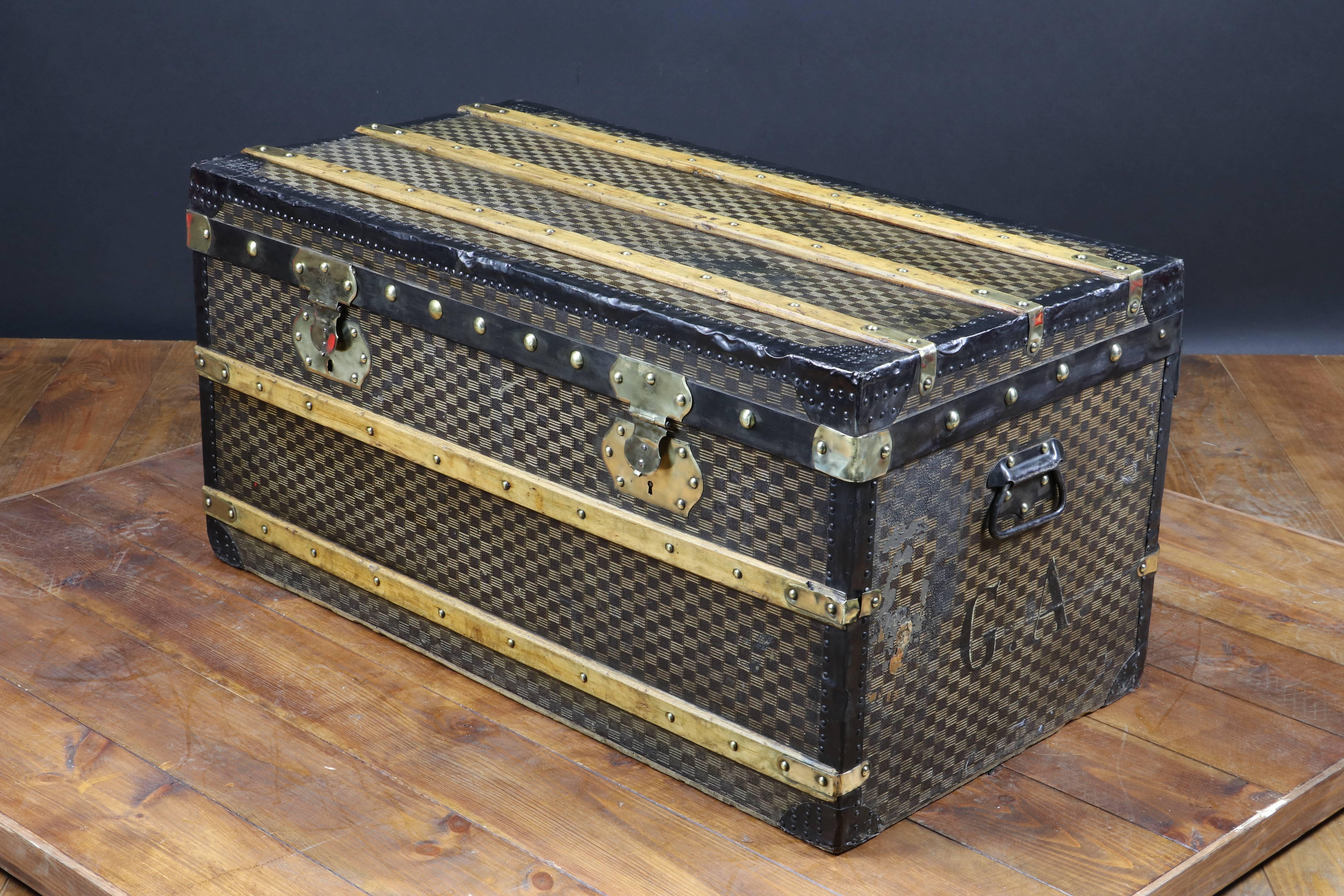 1910s Damier Steamer Trunk from the French Brand 1