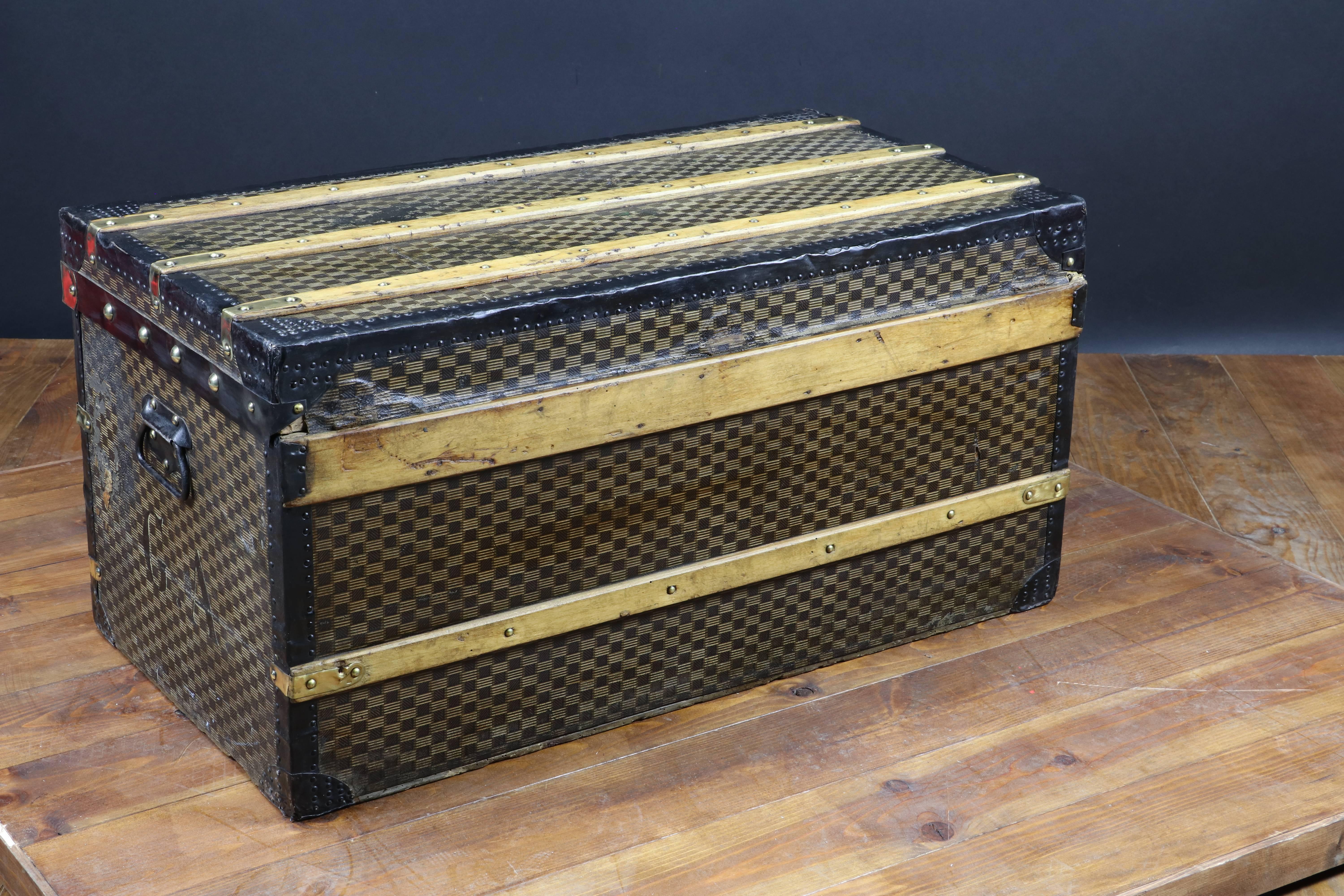 1910s Damier Steamer Trunk from the French Brand 3