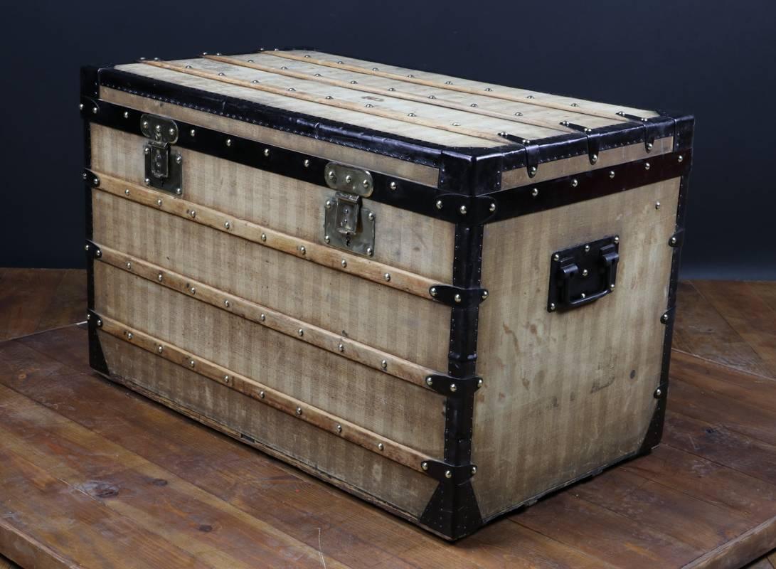 Late 19th Century 1880 Louis Vuitton Stripped Trunk