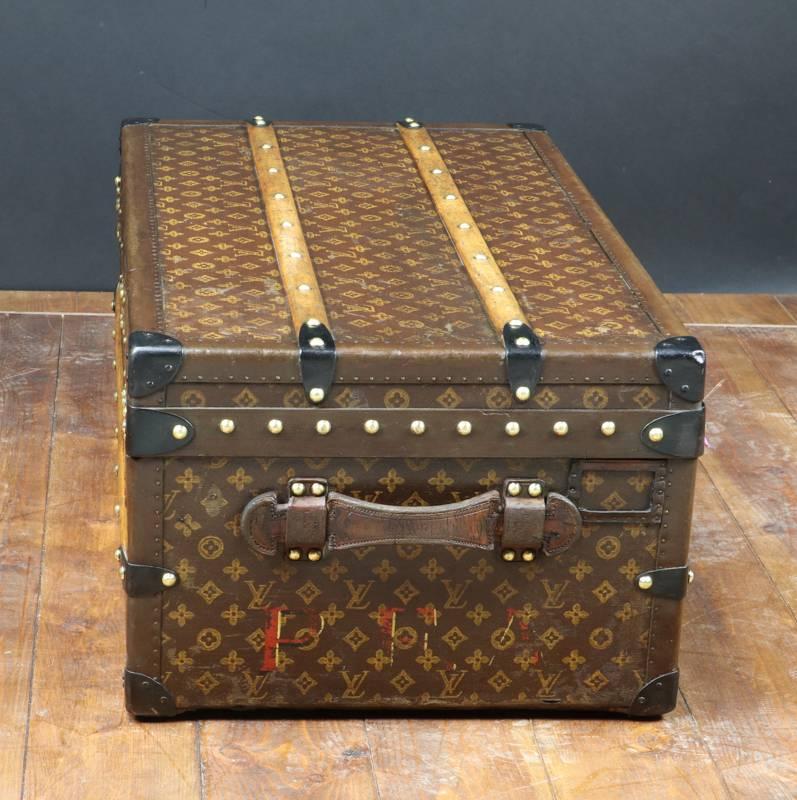 Mid-20th Century 1930s Louis Vuitton Stencil Canvas Cabin Trunk with Key