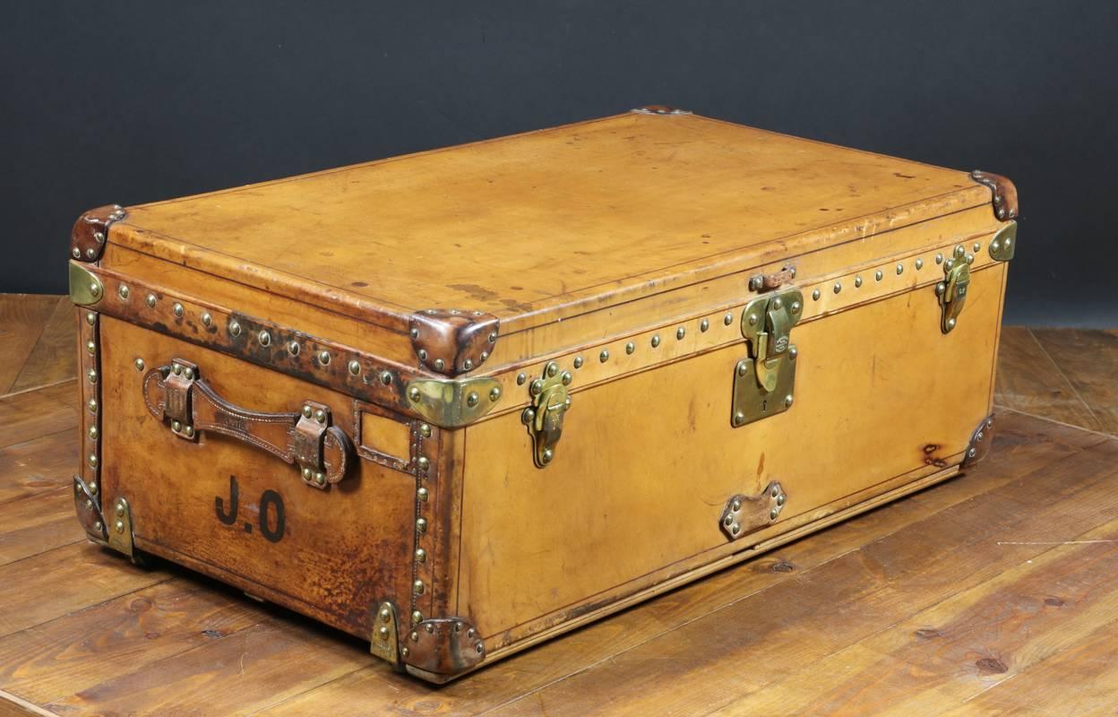 Early 20th Century 1910s Louis Vuitton Natural Leather Cabin Trunk