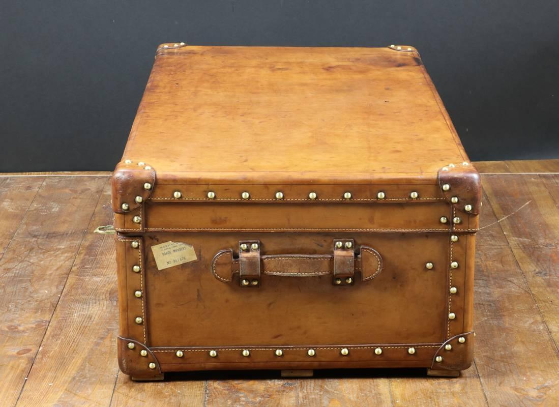 Mid-20th Century 1930s Leather Cabin Trunk For Sale