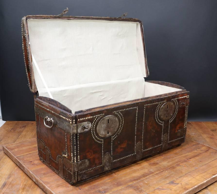 French 18th Century Leather Coffre