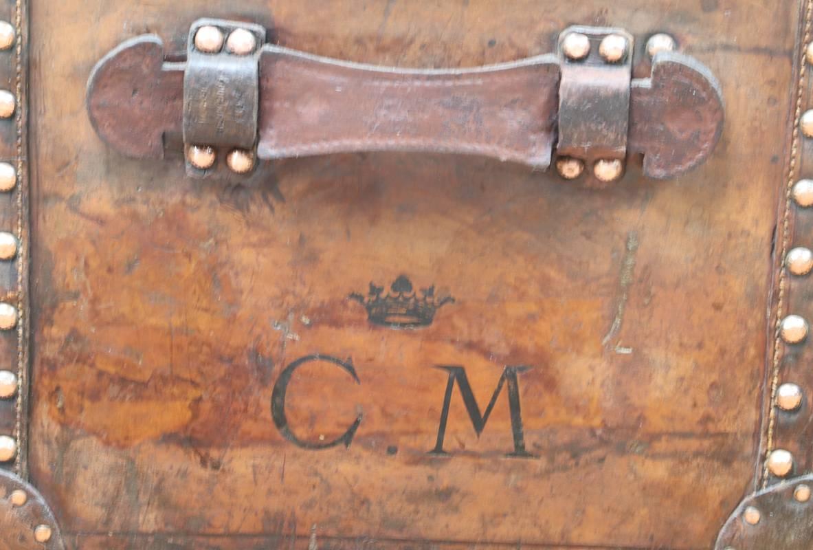 1910s Louis Vuitton Leather Trunk with Crown 1