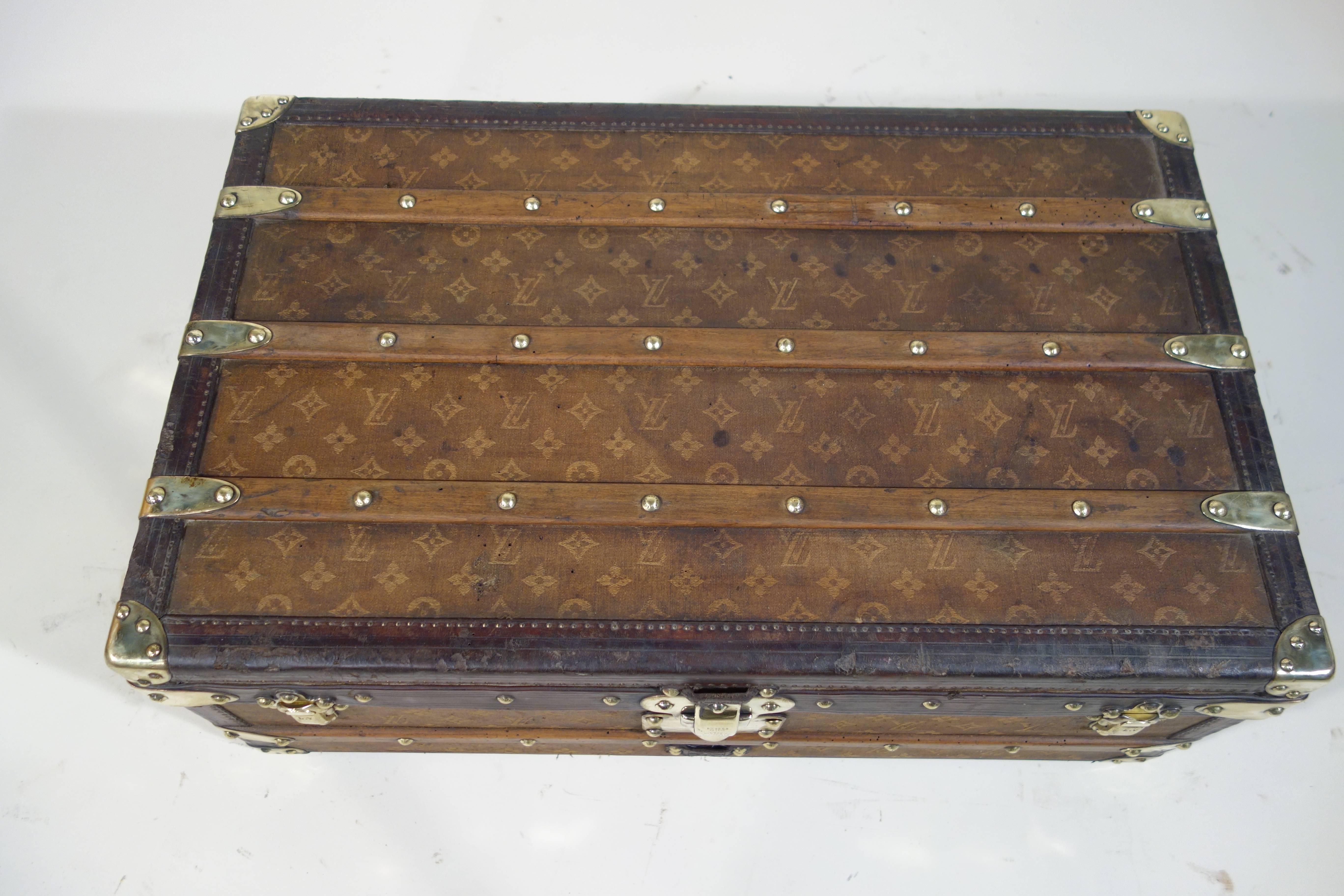 1900s Louis Vuitton Monogram Tisse Canvas Cabin Trunk Malle Cabin For Sale 3