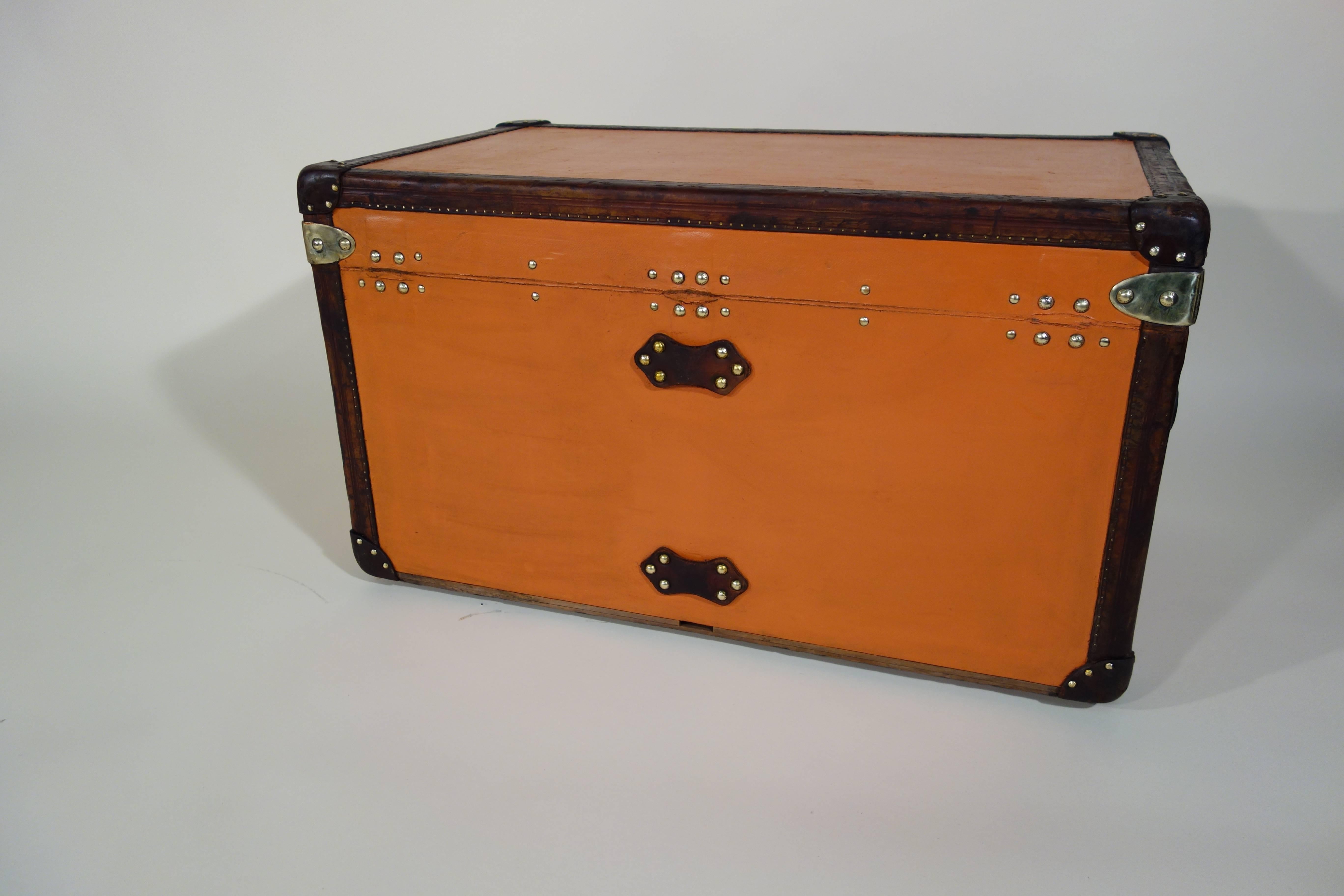 1920s Louis Vuitton Vuitonite Orange Trunk or Malle Courrier Orange  4