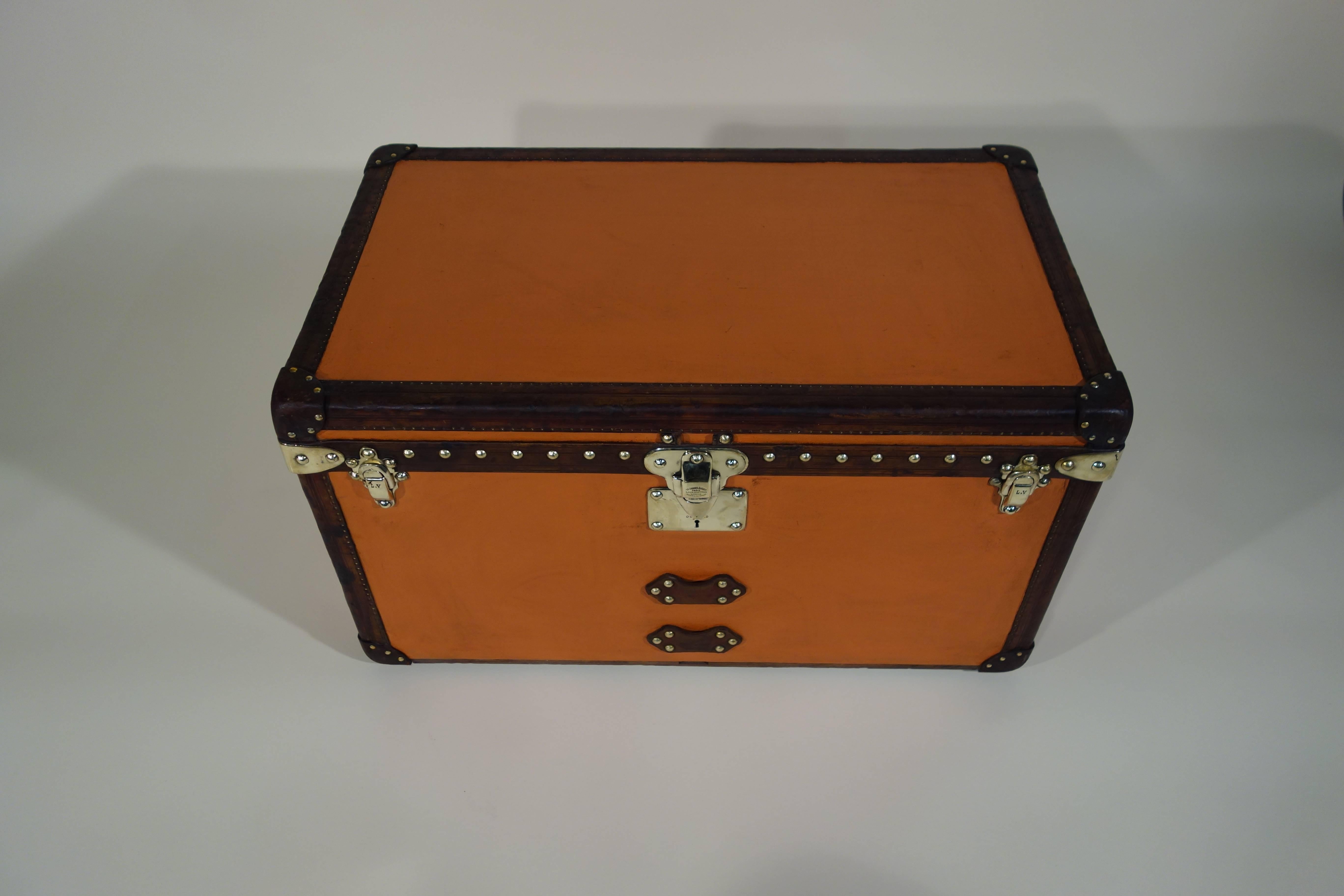 1920s Louis Vuitton Vuitonite Orange Trunk or Malle Courrier Orange  3