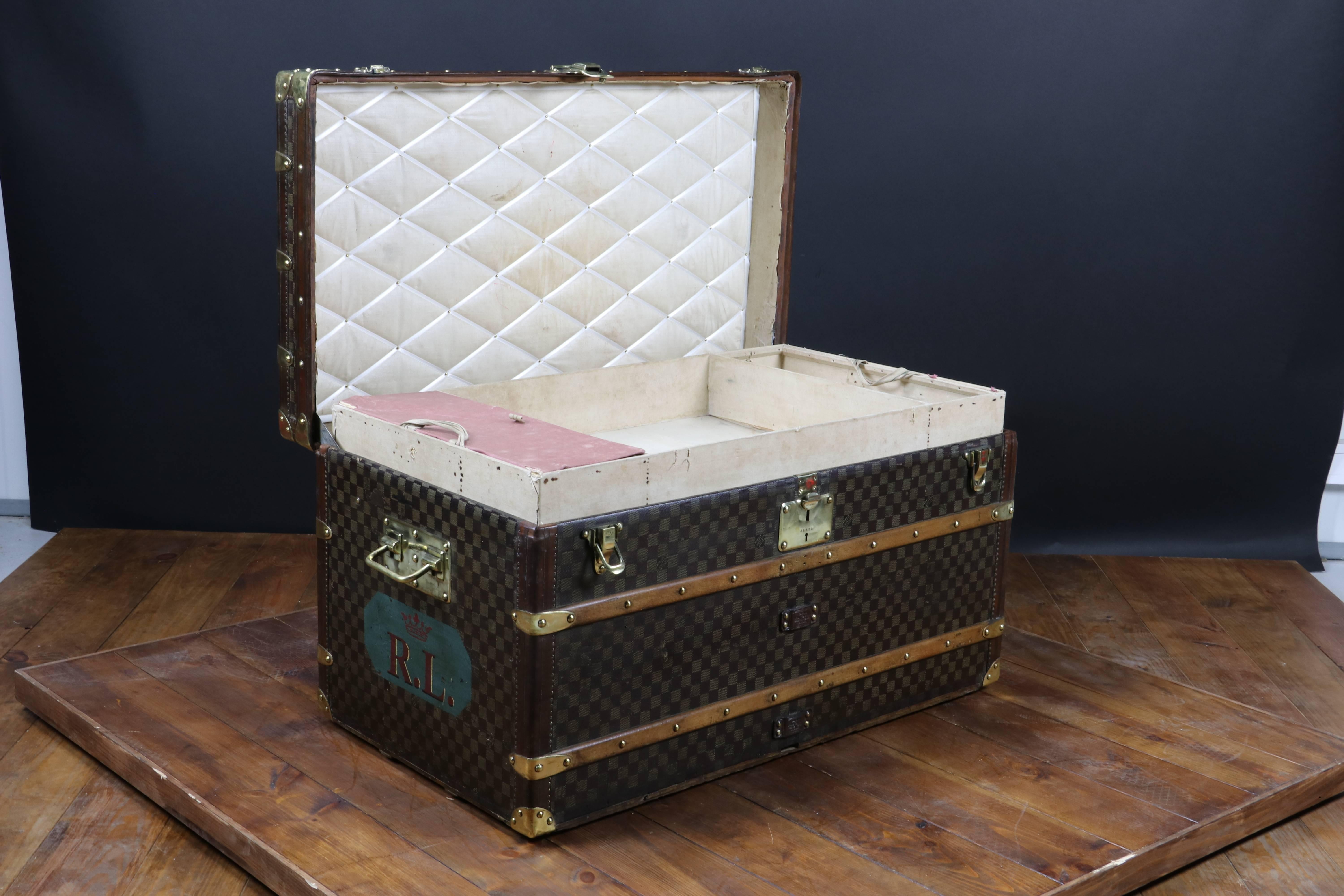 1895 Louis Vuitton Damier Steamer Trunk In Excellent Condition In Haguenau, FR