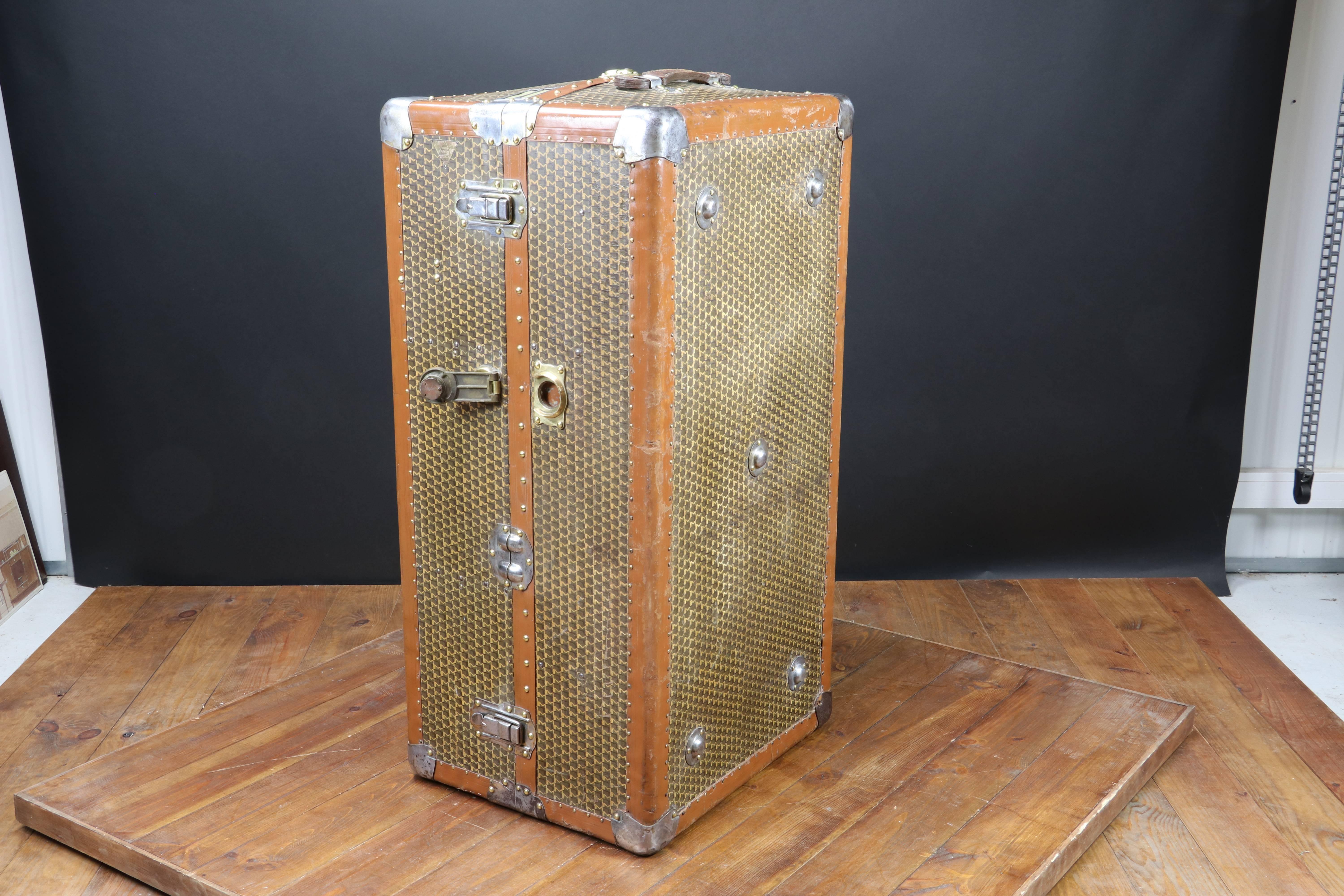 Mid-20th Century 1930s Rare Moynat Monogram M Wardrobe For Sale