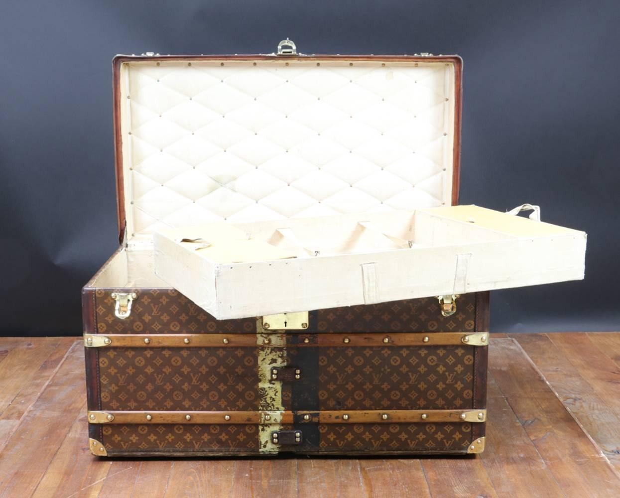 1920s Louis Vuitton Steamer Stencil Monogram Trunk 4