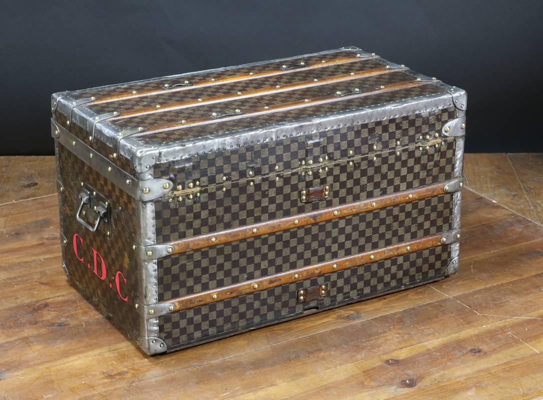 French 1900s Louis Vuitton Damier Steamer Trunk with Trays