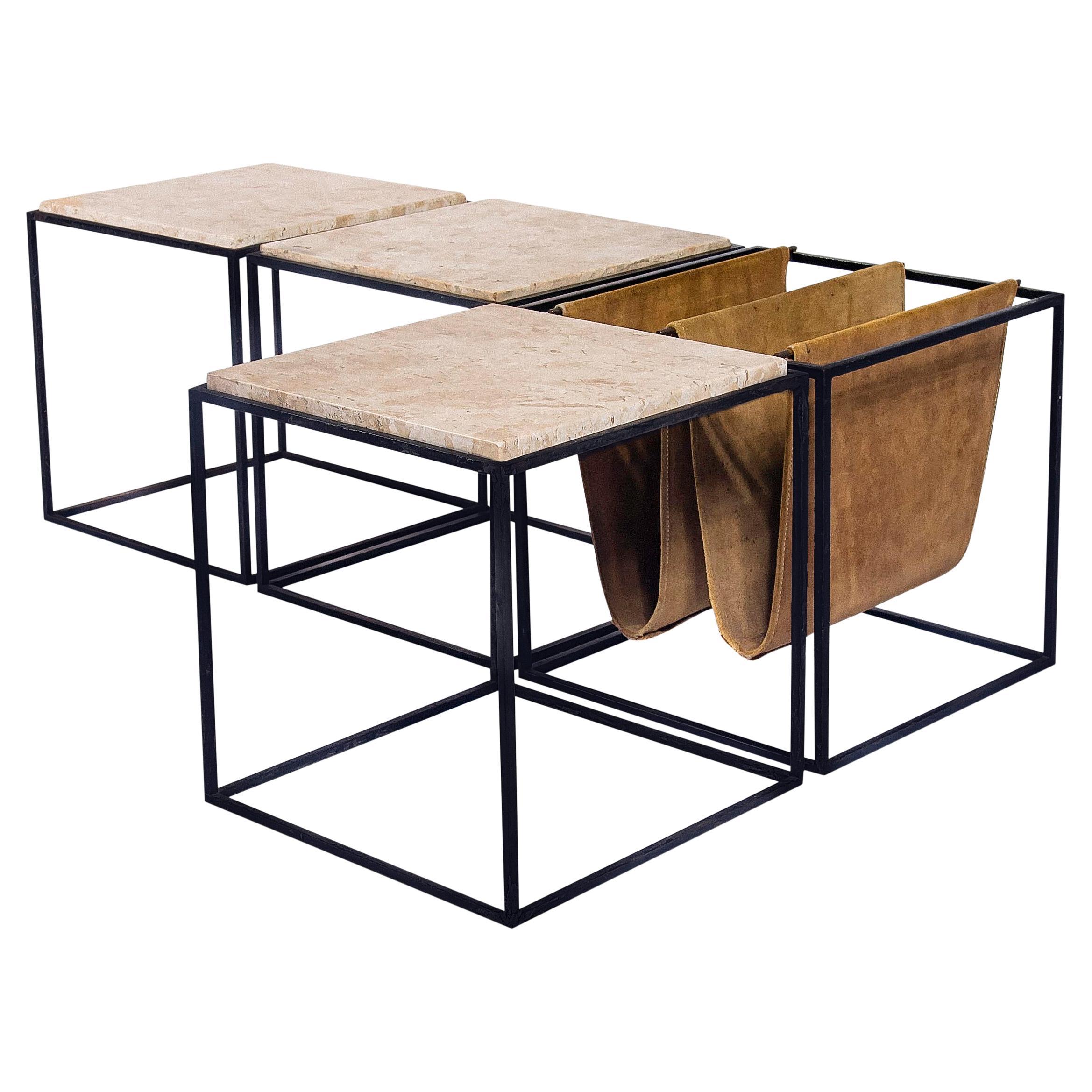 Ensemble de tables d'appoint "Capri" et porte-revues en vente