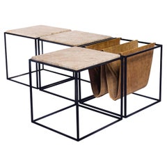 Set of "Capri" side tables and magazine rack
