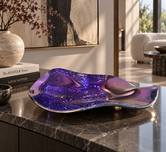 Luxury Modern Decorative Platter "Stingray" Purple made of glass