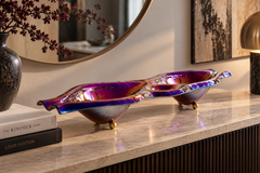 Luxury Modern Decorative Platter "Flow" Purple made of glass