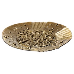 Unique and modern Decorative Platter Gold Fish made of Glass and Titanium