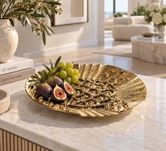 Unique and modern Decorative Platter Gold Fish made of Glass and Titanium