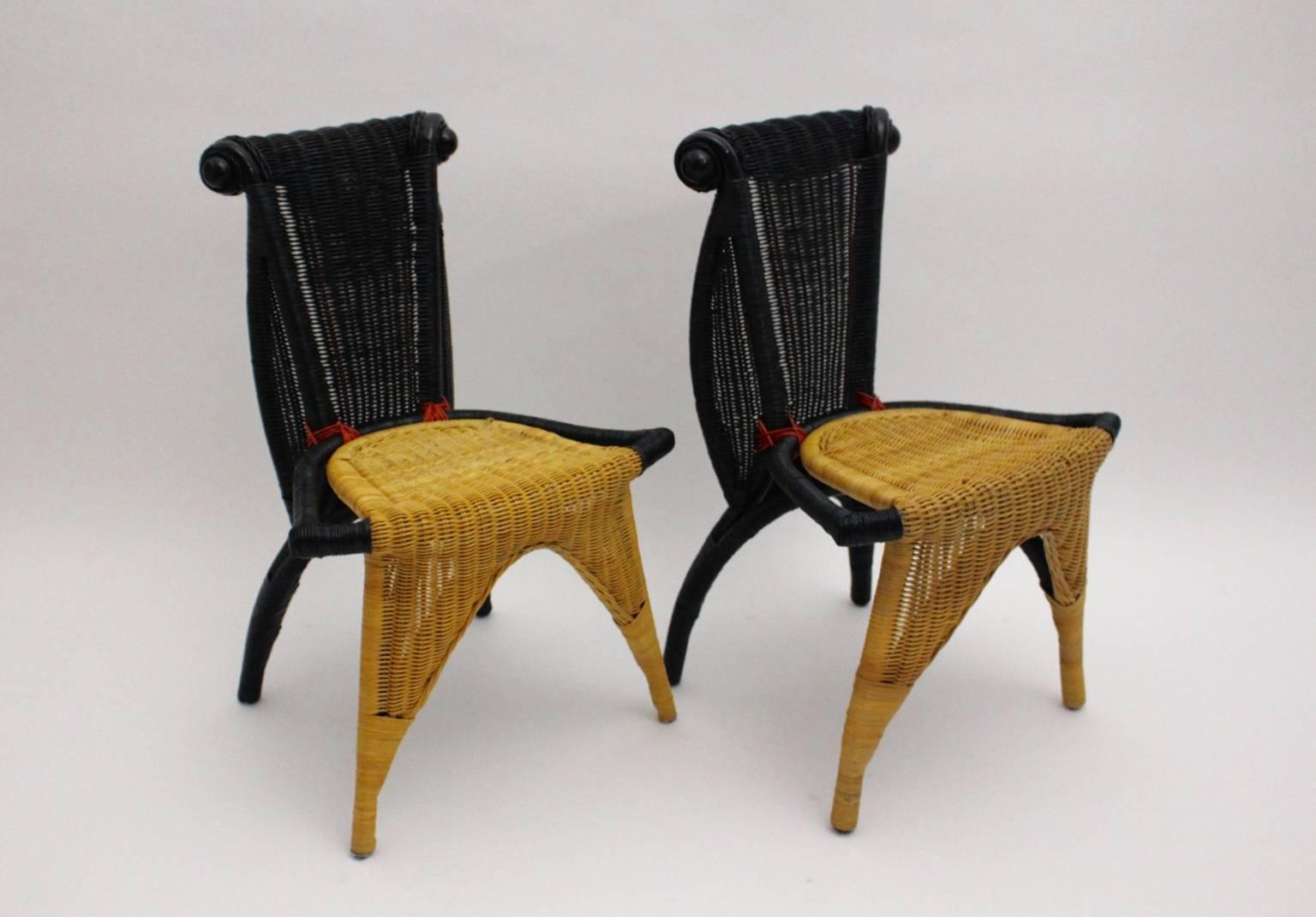 20th Century Postmodern Vintage Rattan Six Dining Chairs by Borek Sipek Czech Republic 1988  For Sale