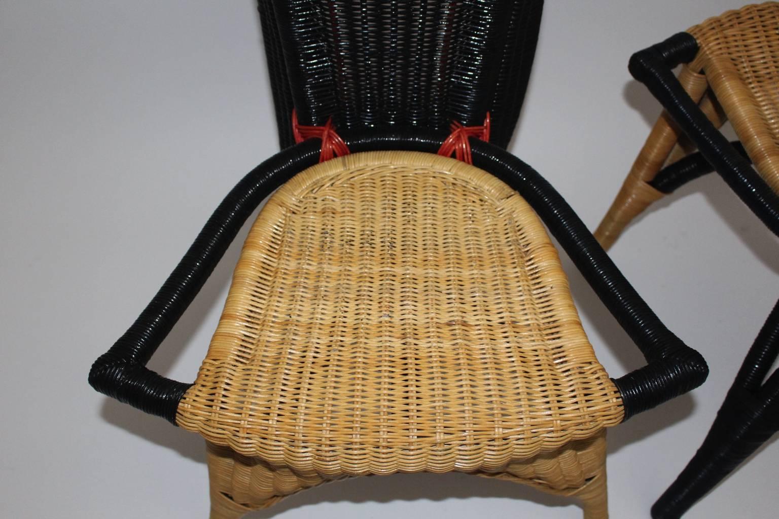 Postmodern Vintage Rattan Six Dining Chairs by Borek Sipek Czech Republic 1988  For Sale 1