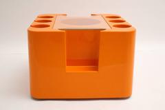 Space Age Vintage Orange Plastic Bar Cart or Sofa Table Sergio Mazza  Italy 1967