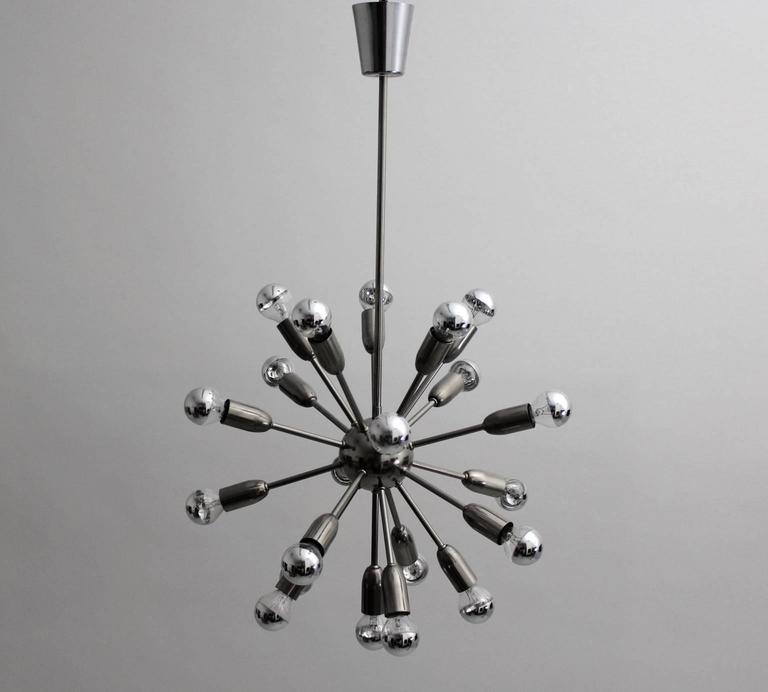 Space Age Mid Century Modern Metal Sputnik Vintage Chandelier 1960s Italy For Sale