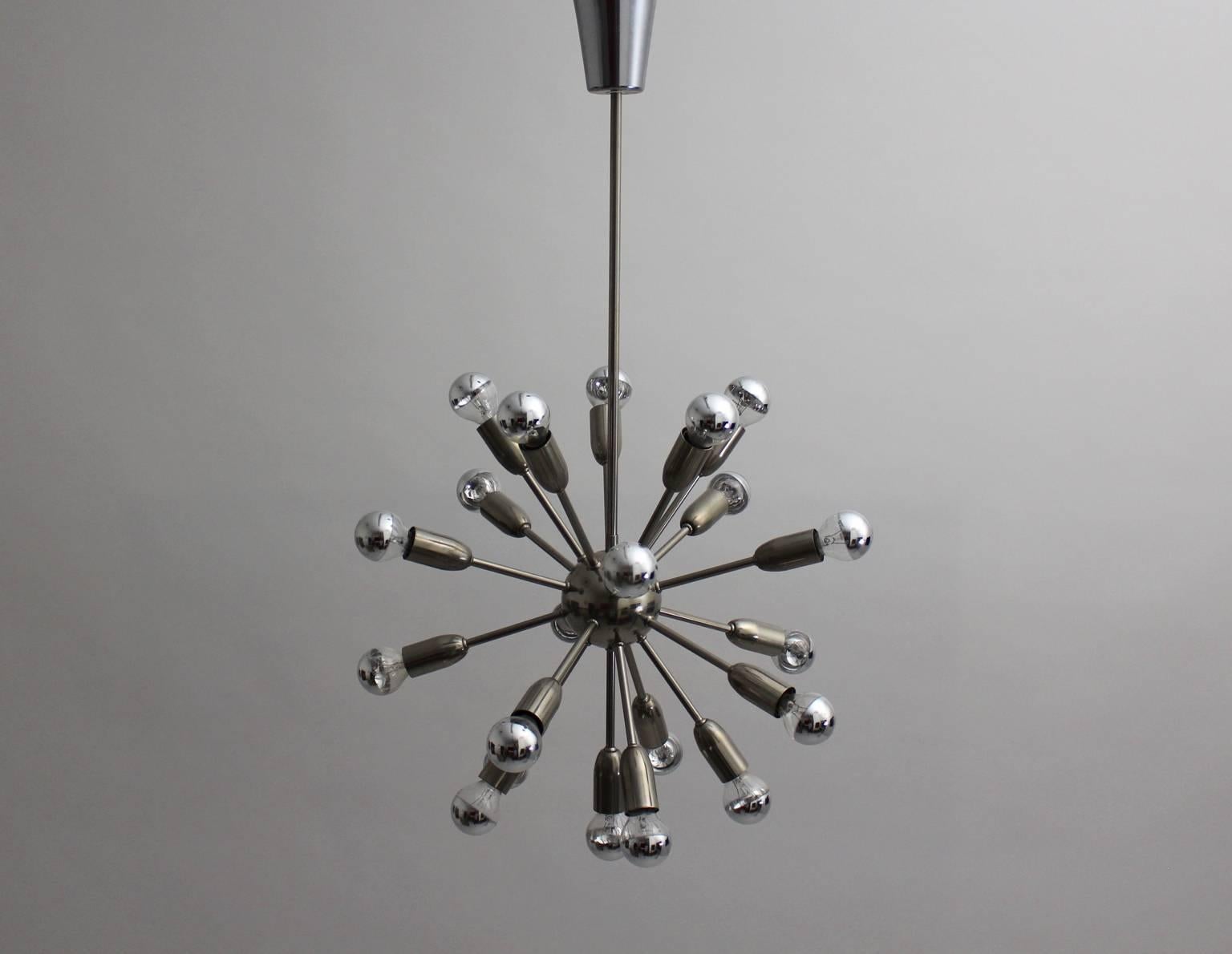 Plated Mid Century Modern Metal Sputnik Vintage Chandelier 1960s Italy For Sale