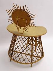 Mid Century Modern Vintage Rattan Desk with a Sunburst Mirror, 1950s