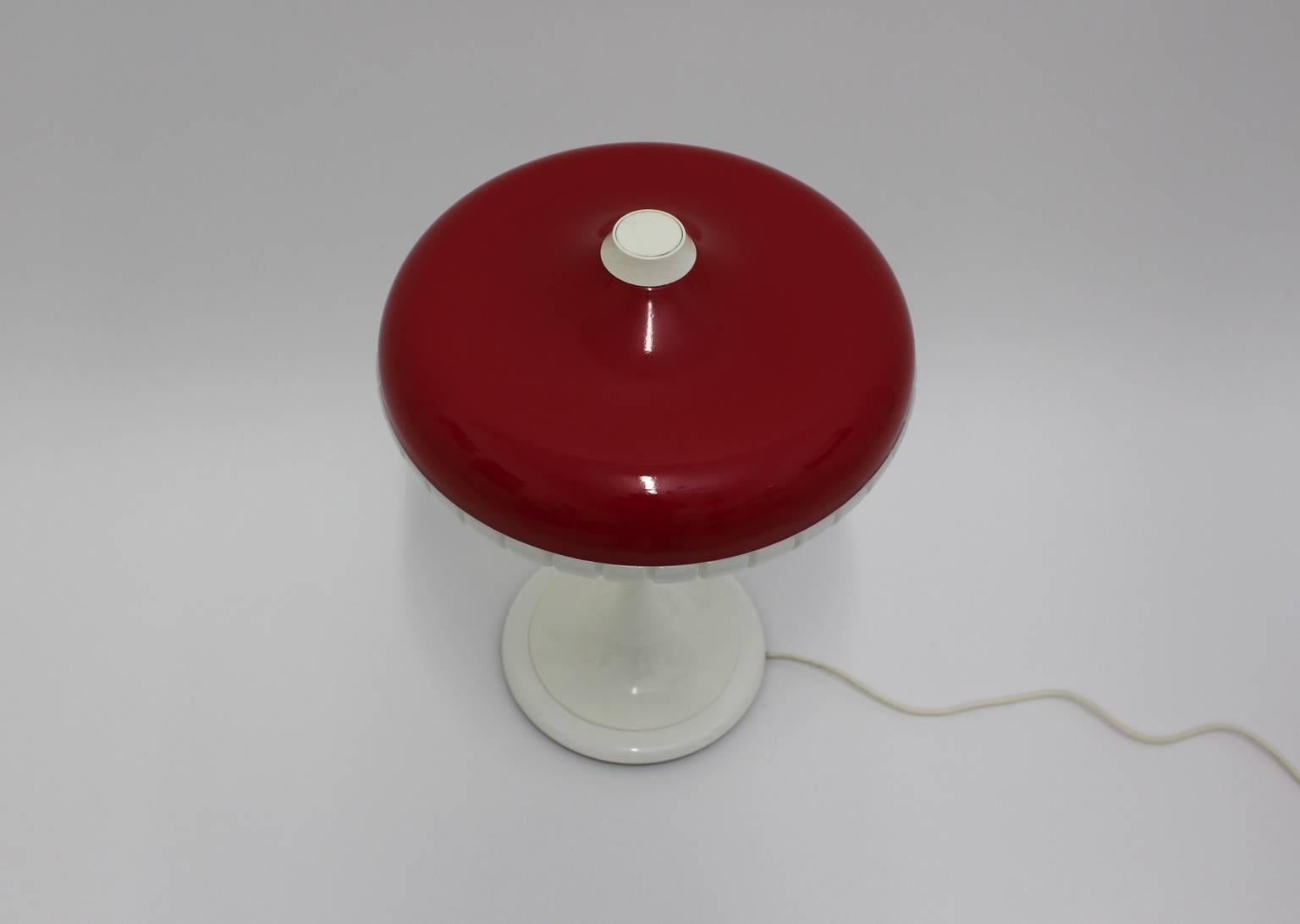 Lacquered Space Age Red Vintage Mushroom Table Lamp Siform by Siemens Germany, 1960s For Sale