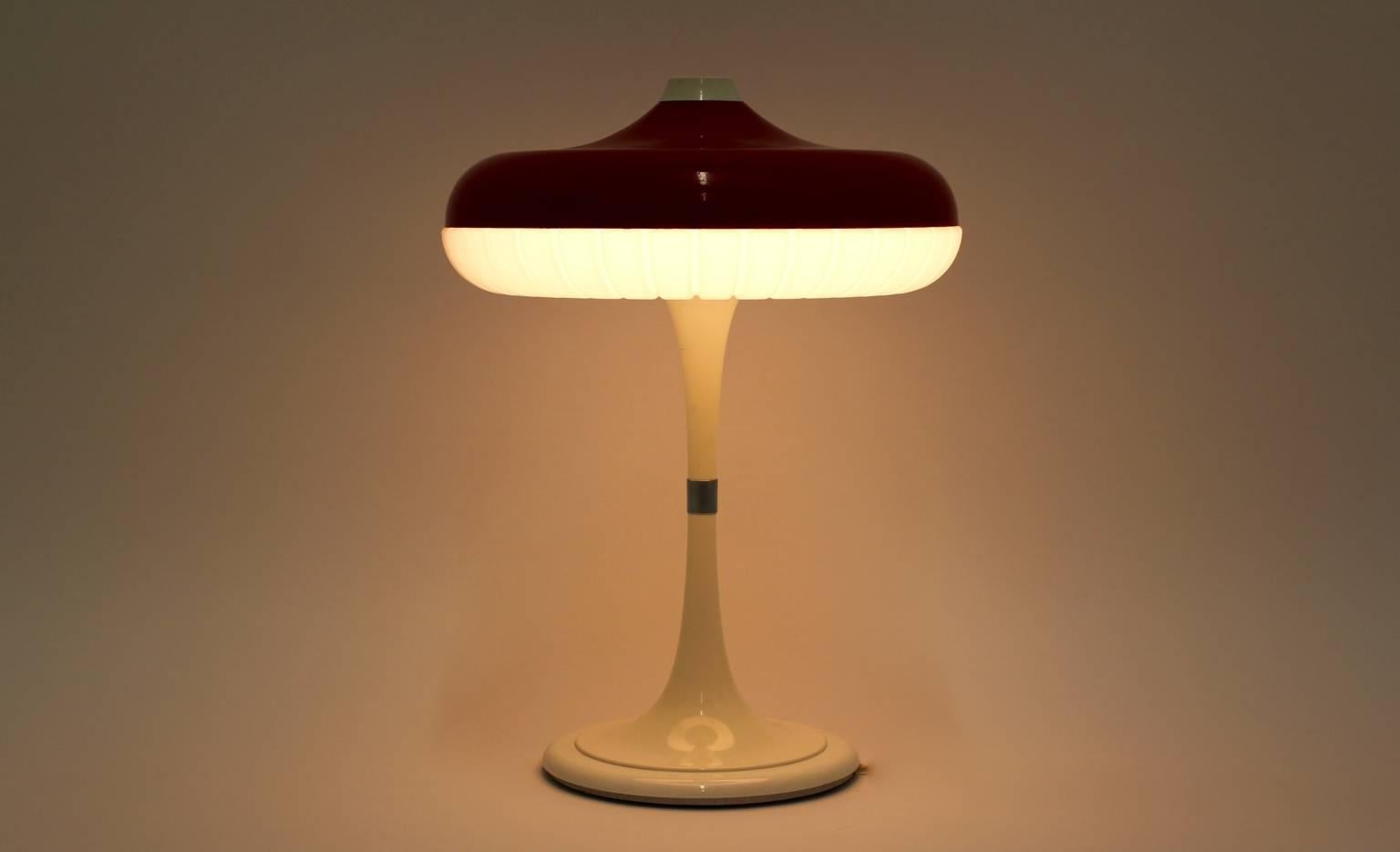 Mid-20th Century Space Age Red Vintage Mushroom Table Lamp Siform by Siemens Germany, 1960s For Sale