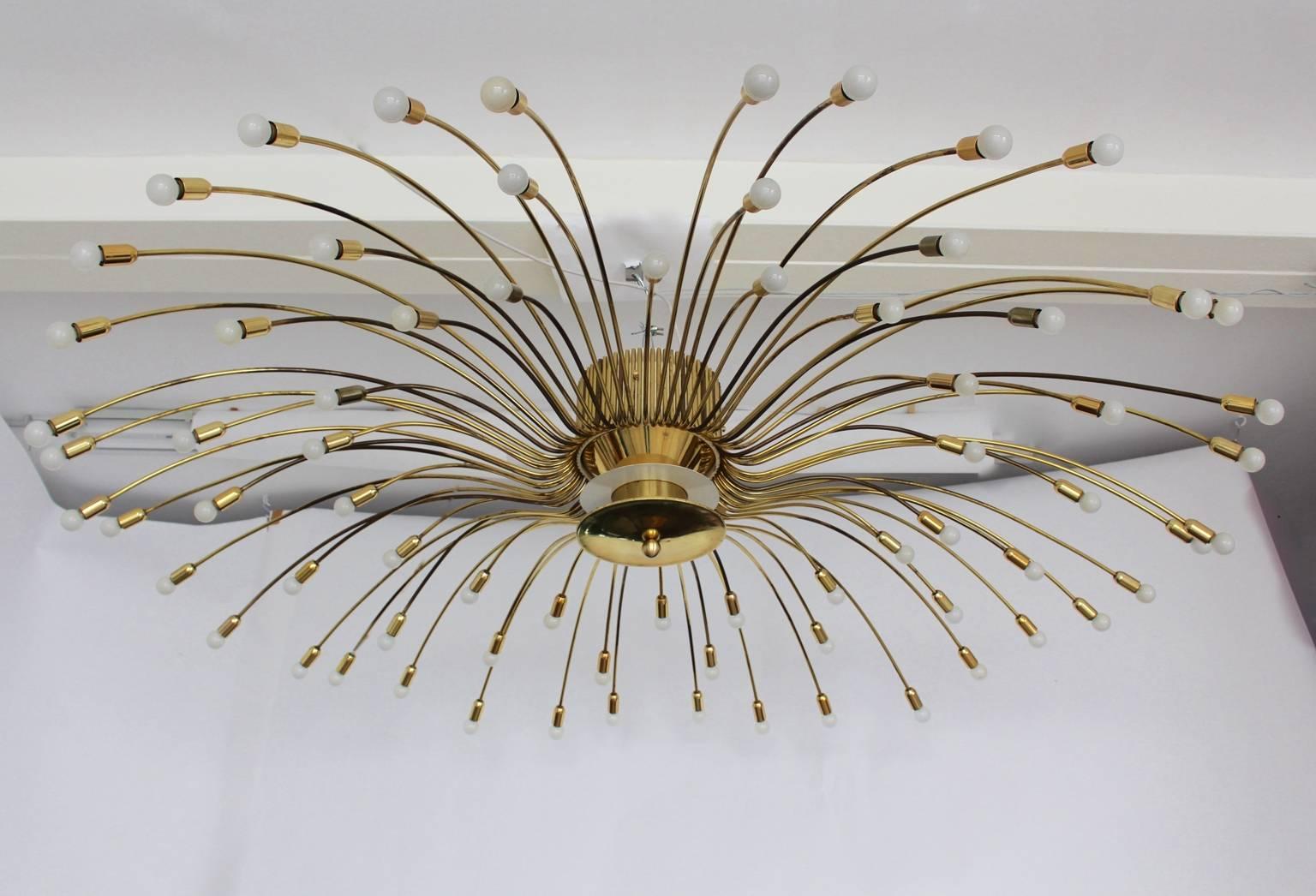 Mid-Century Modern Mid Century Modern Vintage Oversize Kalmar Brass Chandelier circa 1950 Austria