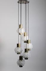 Mid Century Modern Vintage Brassed Chandelier with Lucite Flowers 1960s Austria