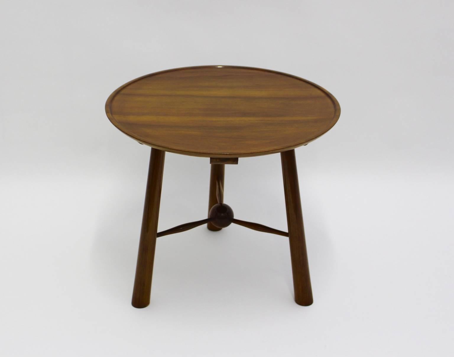 Walnut Art Deco Wood Coffee Table Circle Josef Frank by Walter Sobotka Austria 1930s For Sale