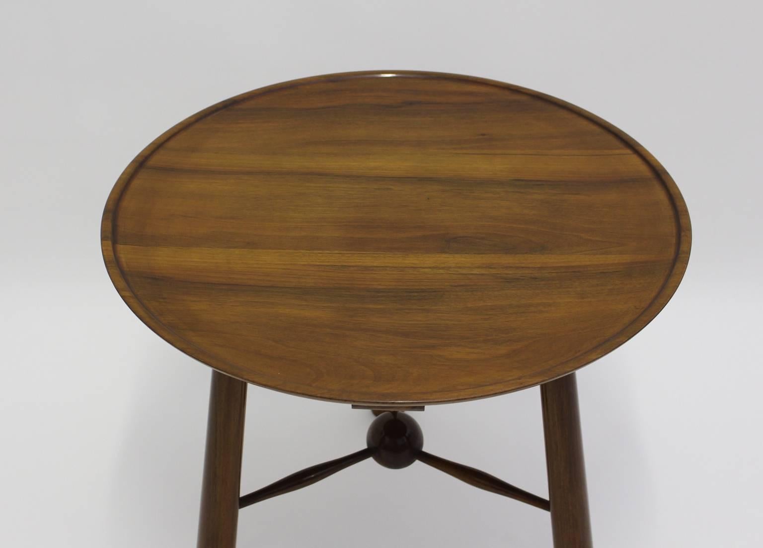 Austrian Art Deco Wood Coffee Table Circle Josef Frank by Walter Sobotka Austria 1930s For Sale