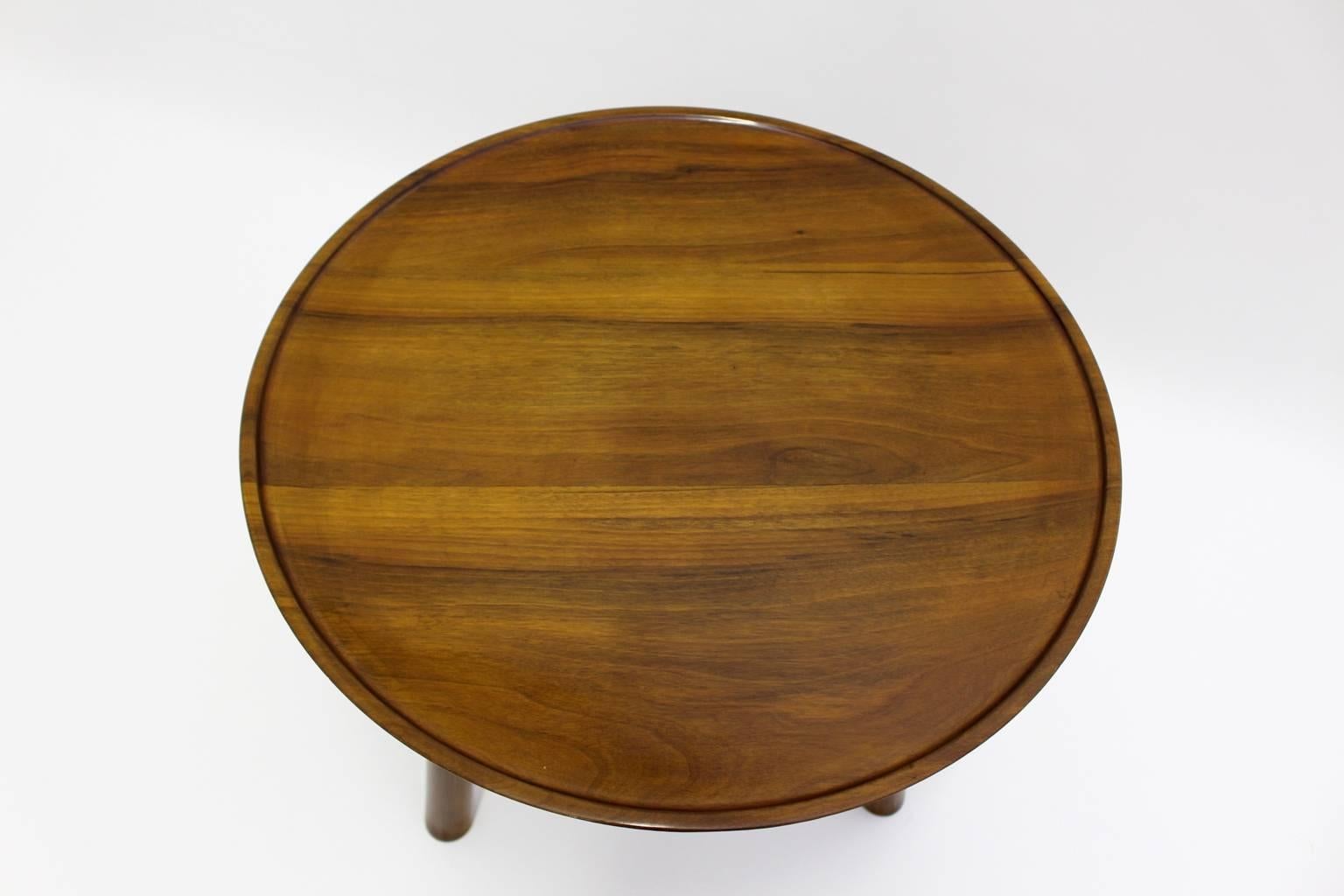 Mid-20th Century Art Deco Wood Coffee Table Circle Josef Frank by Walter Sobotka Austria 1930s For Sale