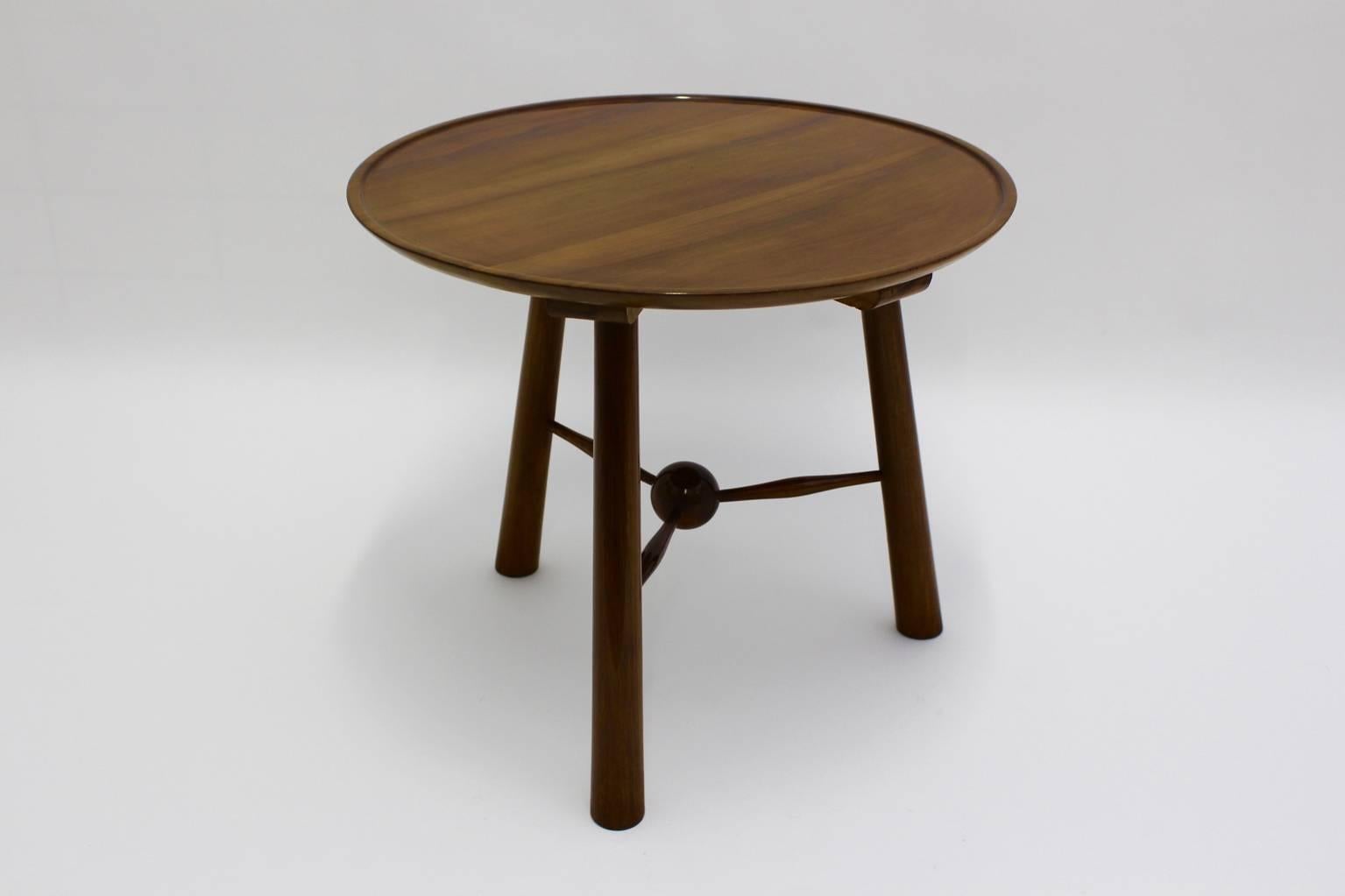 Art Deco Wood Coffee Table Circle Josef Frank by Walter Sobotka Austria 1930s In Good Condition For Sale In Vienna, AT