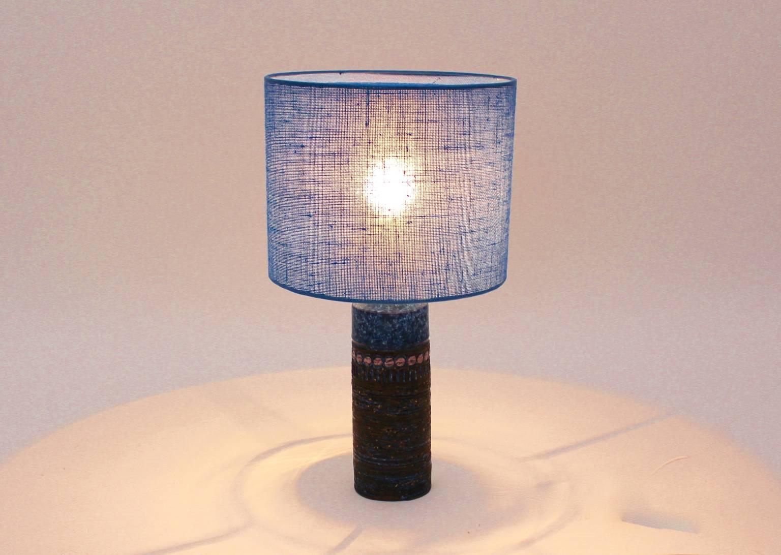 Mid-Century Modern Blue Mid Century Modern Ceramic Table Lamp by Norrmans-Motola Finland circa 1960 For Sale