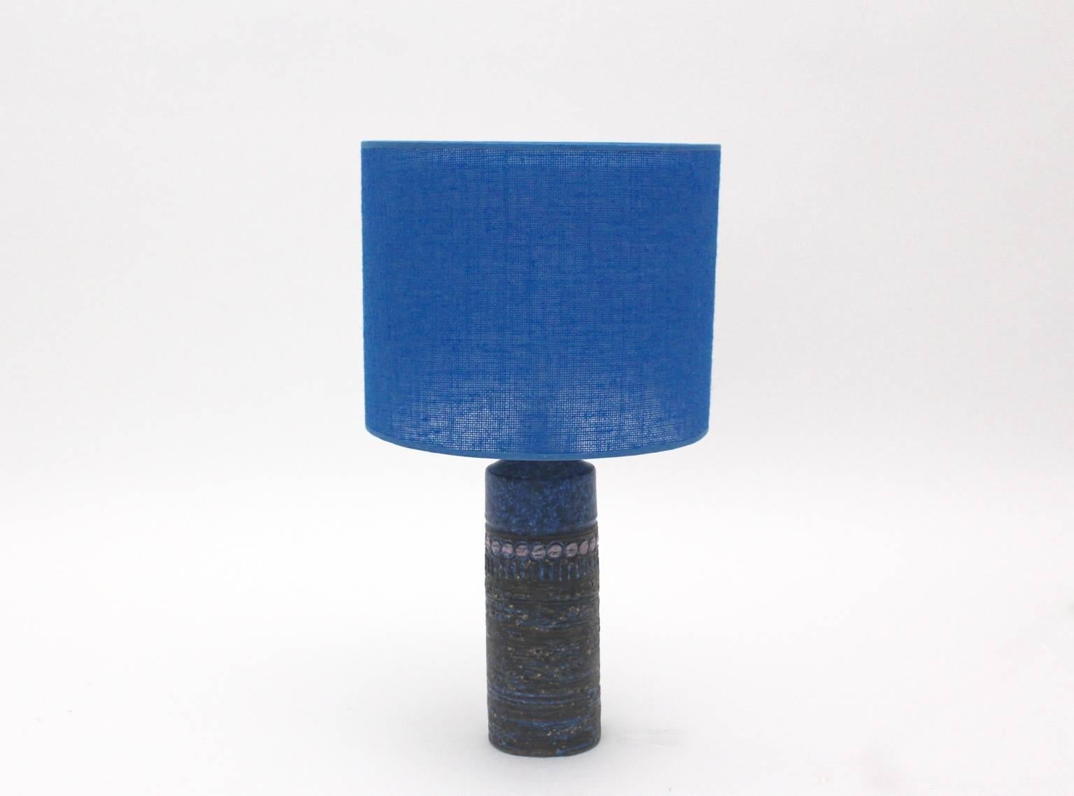 Mid-20th Century Blue Mid Century Modern Ceramic Table Lamp by Norrmans-Motola Finland circa 1960 For Sale