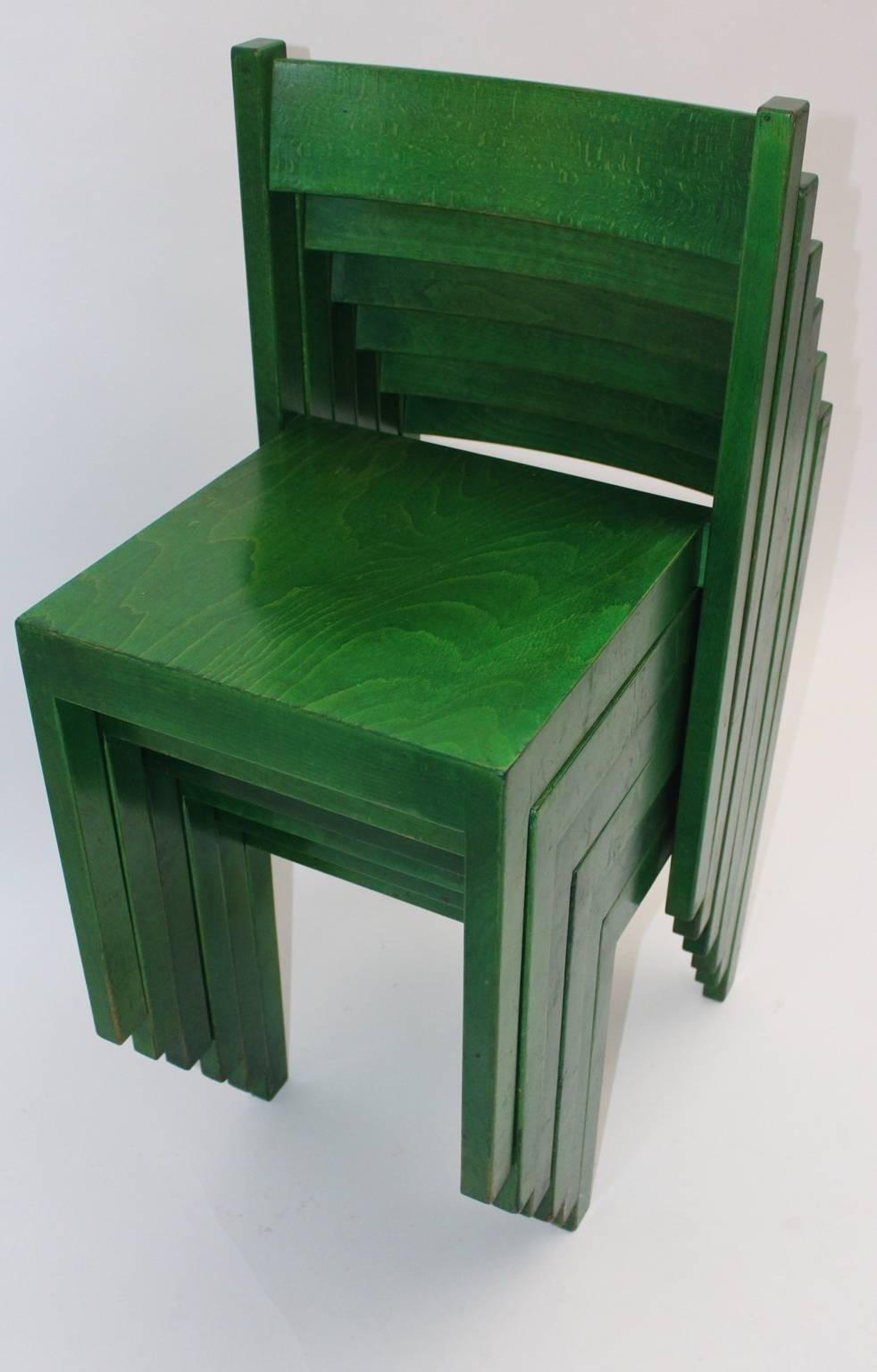 Awesome in a simple and timeless design.
Designed by Carl Auböck.
Executed by E. & A. Pollak.

Made of green lacquered beechwood and plywood, a color point for your home.
Stackable

Documented
 
