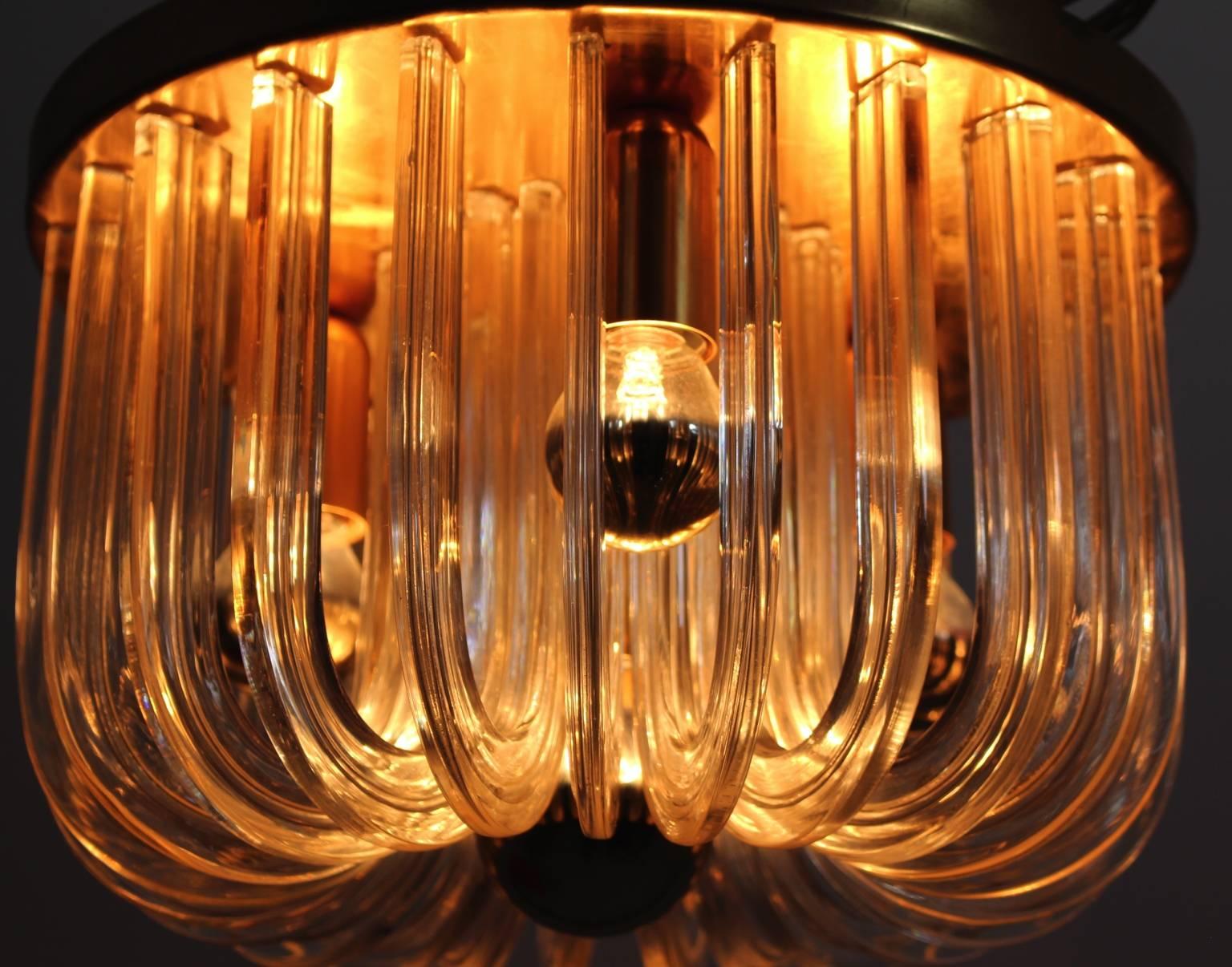 Mid-Century Modern Glas Messing Vintage Einbaubeleuchtung von Zalloni Bakalowits, 1960er Jahre im Angebot 1