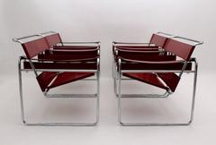 Bauhaus Red Vintage Leather Metal B 3 Wassily Lounge Chair by Marcel Breuer 1925