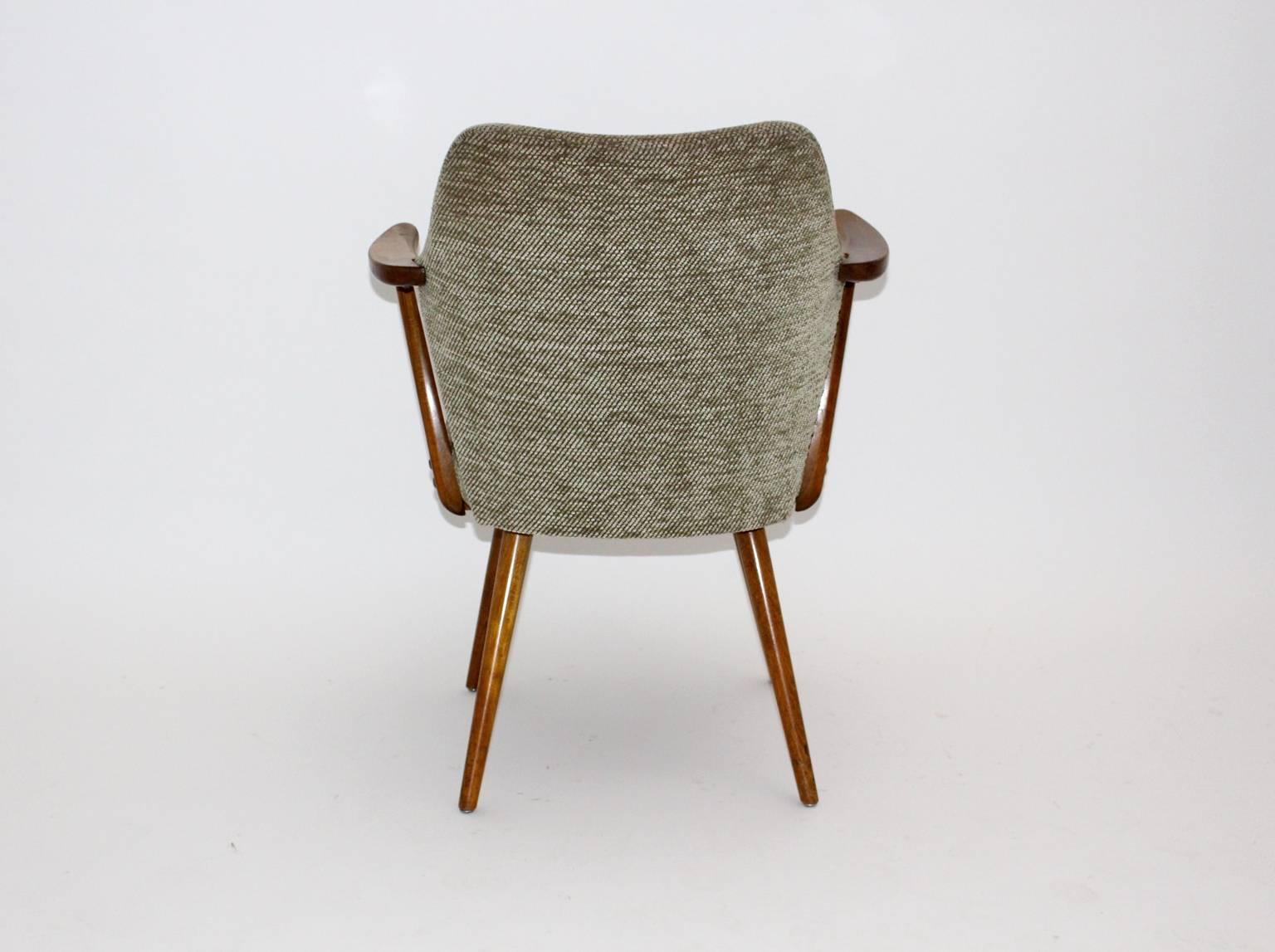 Mid Century Modern Vintage Beech Wood Armchair Attributed Oswald Haerdtl 1950s For Sale 2