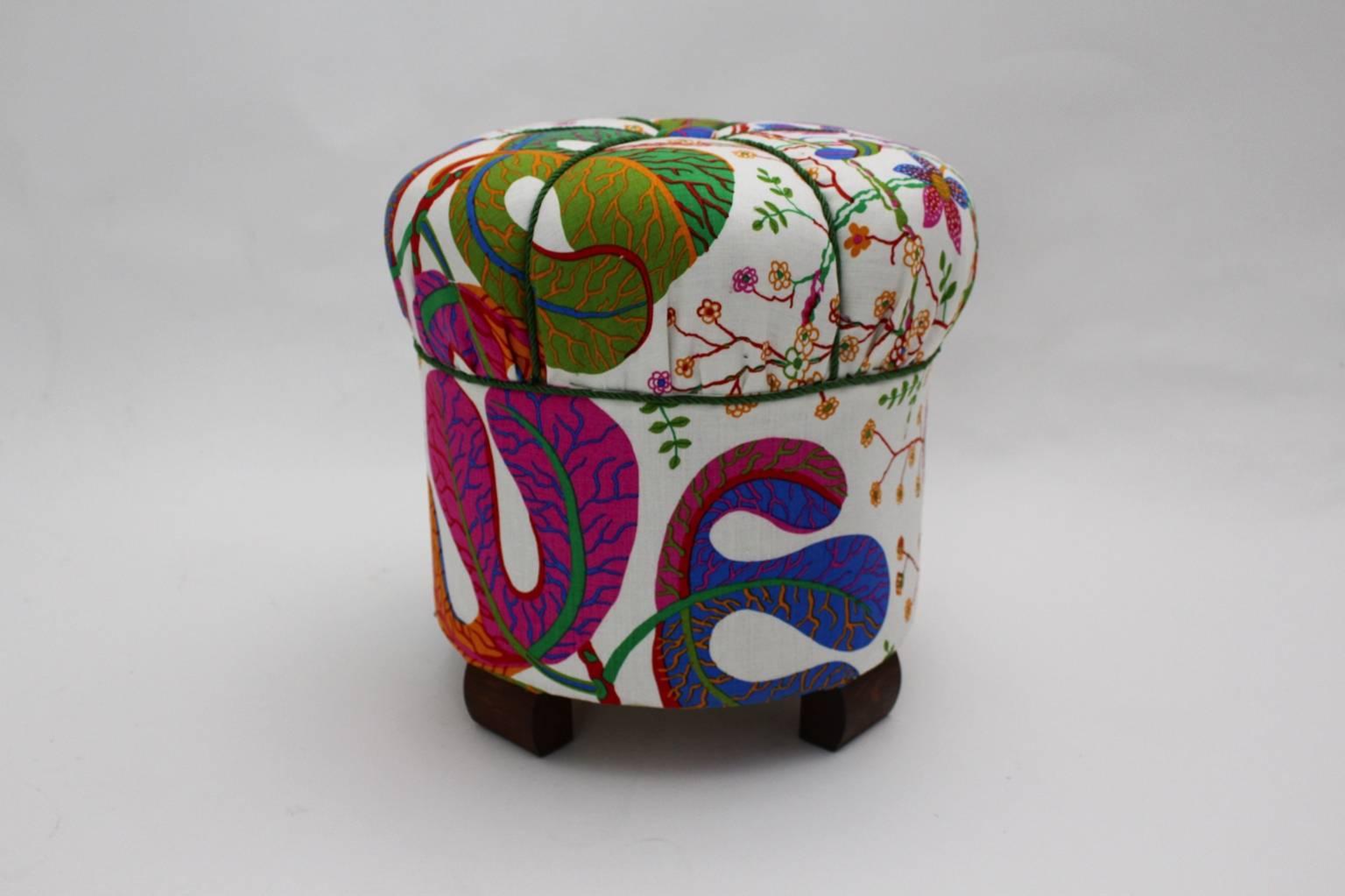 Austrian Art Deco Stool with Original Josef Frank Fabric, circa 1939 1